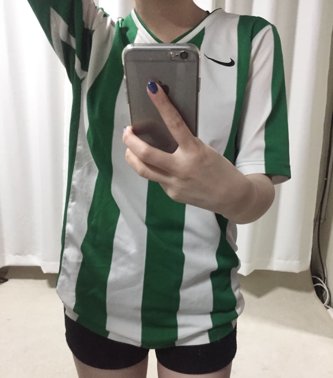 나이키 그린 화이트 스트라이프 반팔 유니폼 상품이미지1