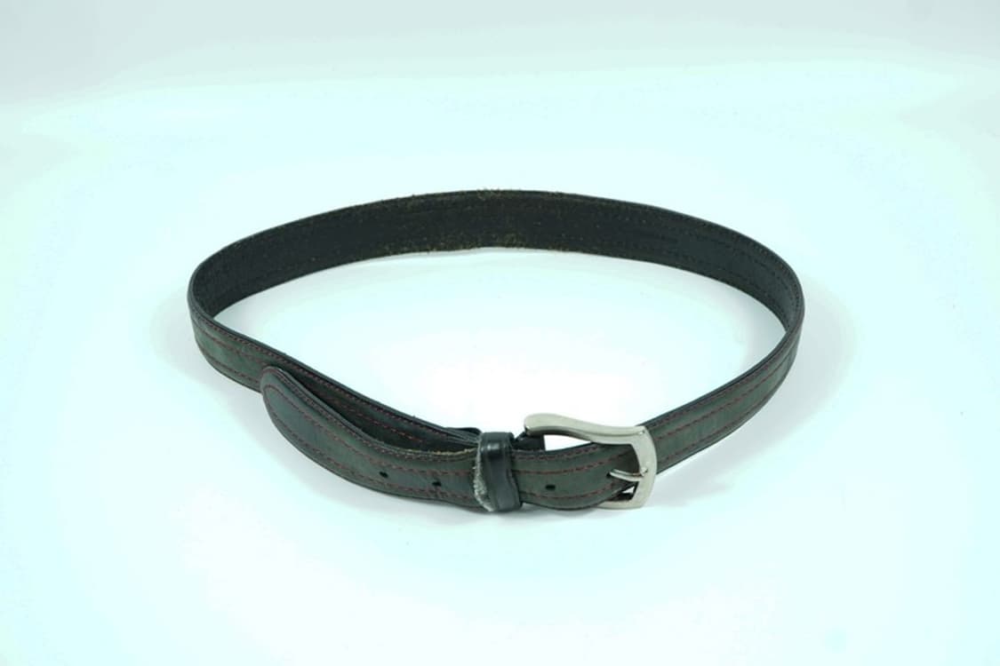 유니크 레드 스티치 포인트 다크그린 레더 벨트 상품이미지4