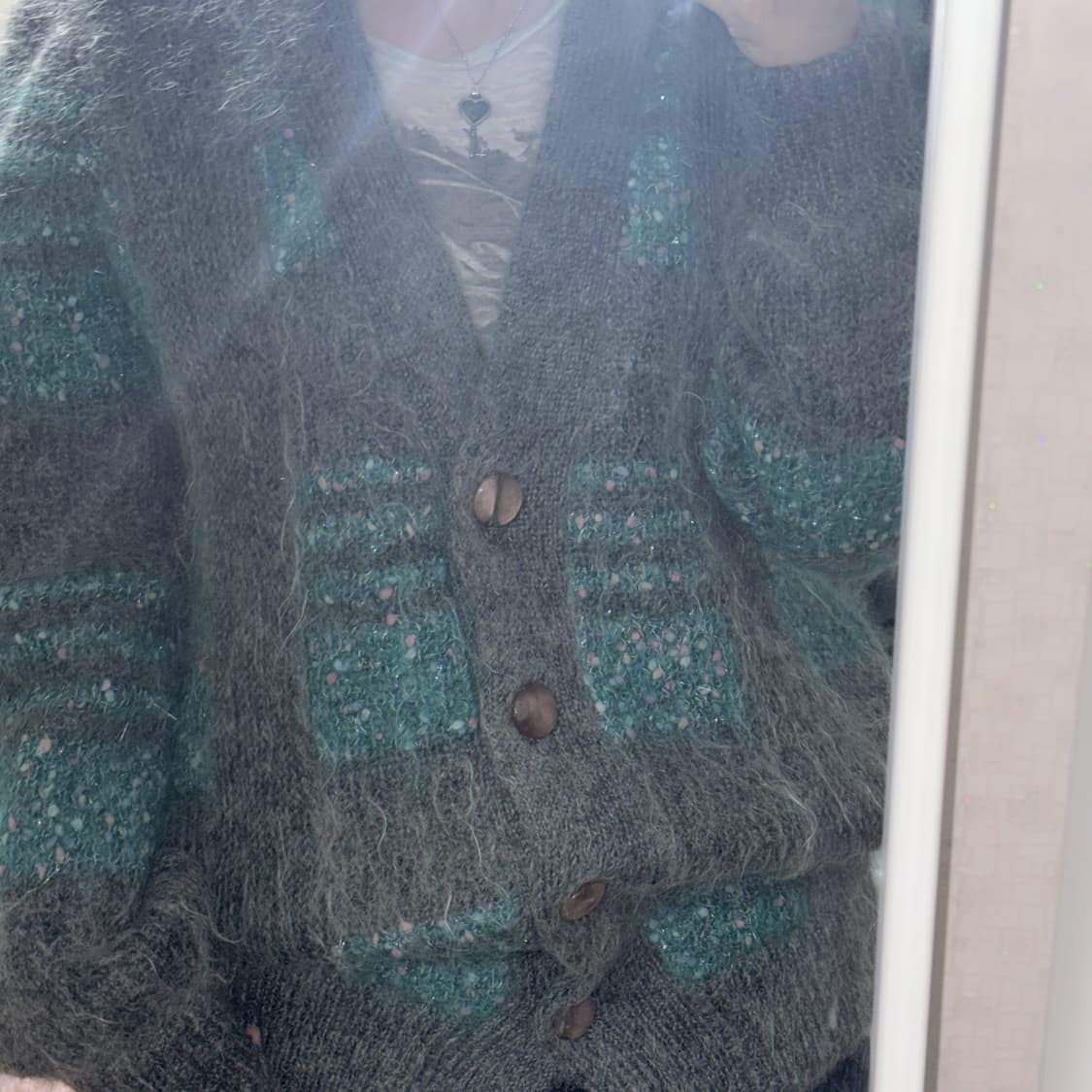 폭닥 앙고라 갸루 민트 그레이 가디건 히메갸루 오네갸루 y2k 상품이미지2