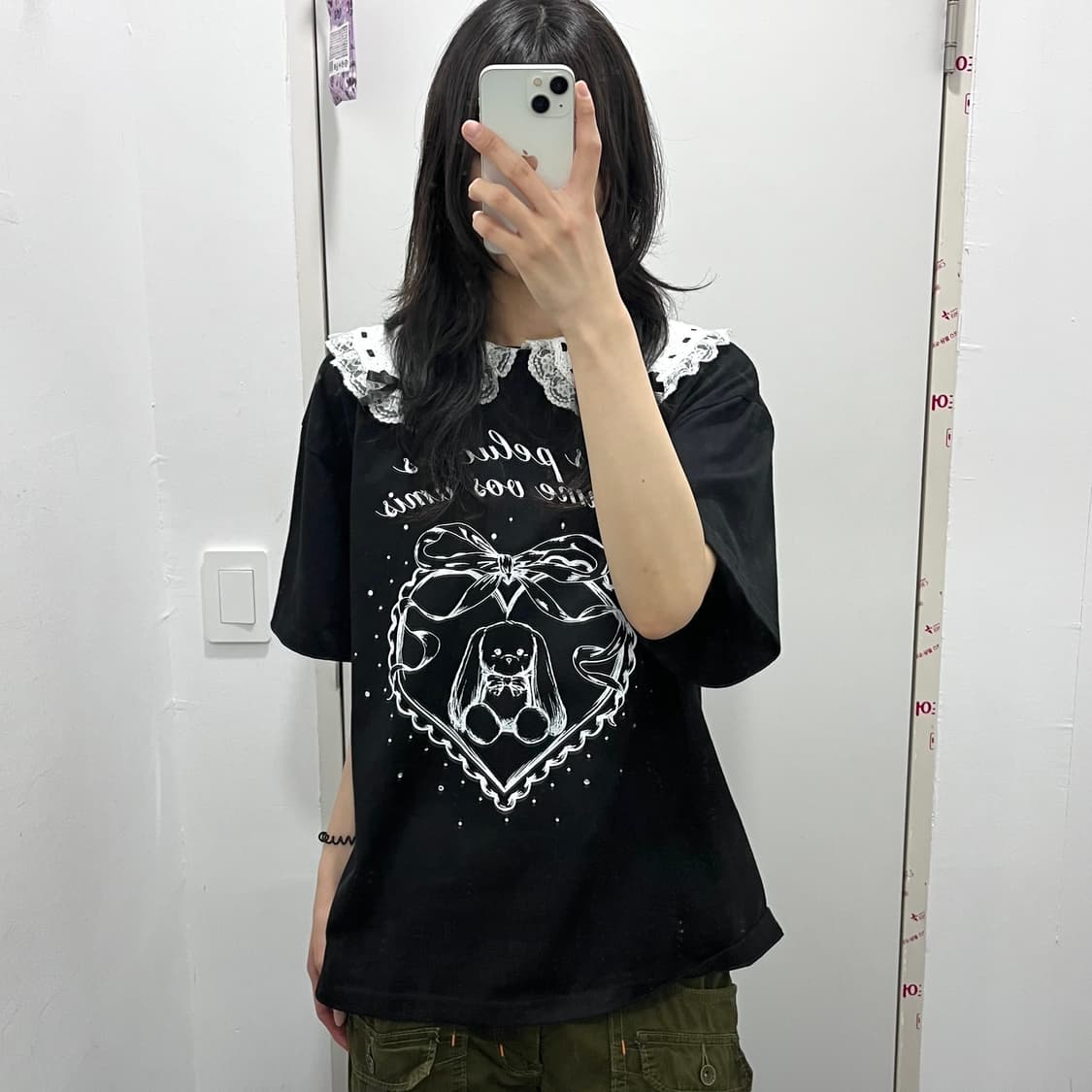 Majoretty 토끼 지뢰계 레이스 큐빅 반팔 티셔츠 상품이미지1
