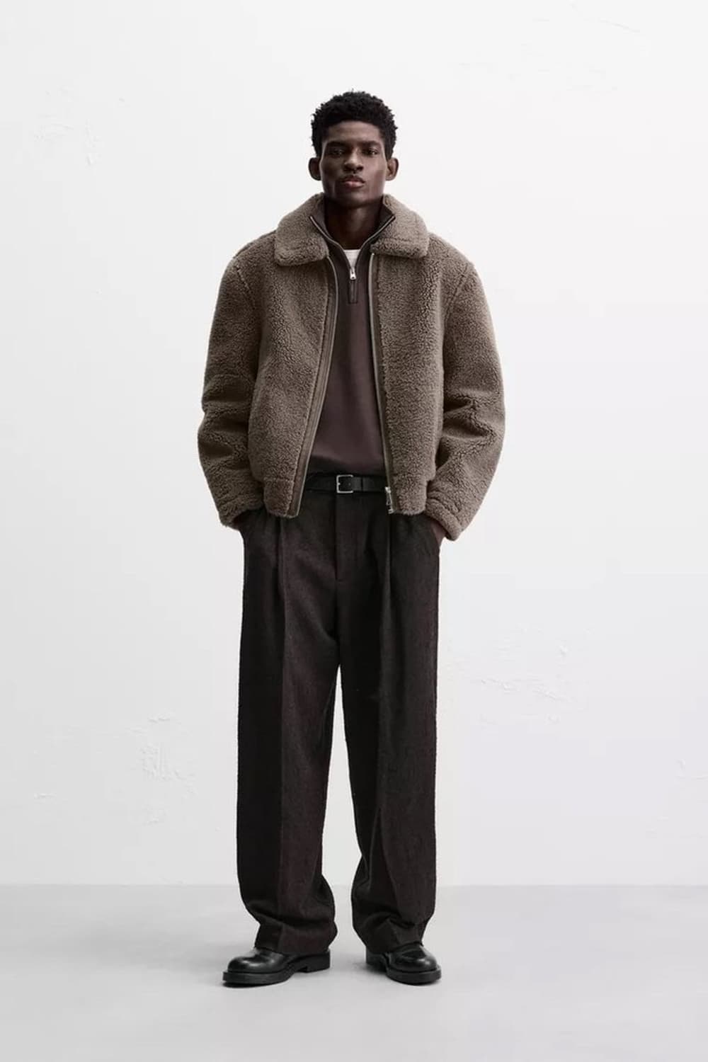 자라 포우 셔링 양털 자켓 (M, 새상품) 상품이미지4