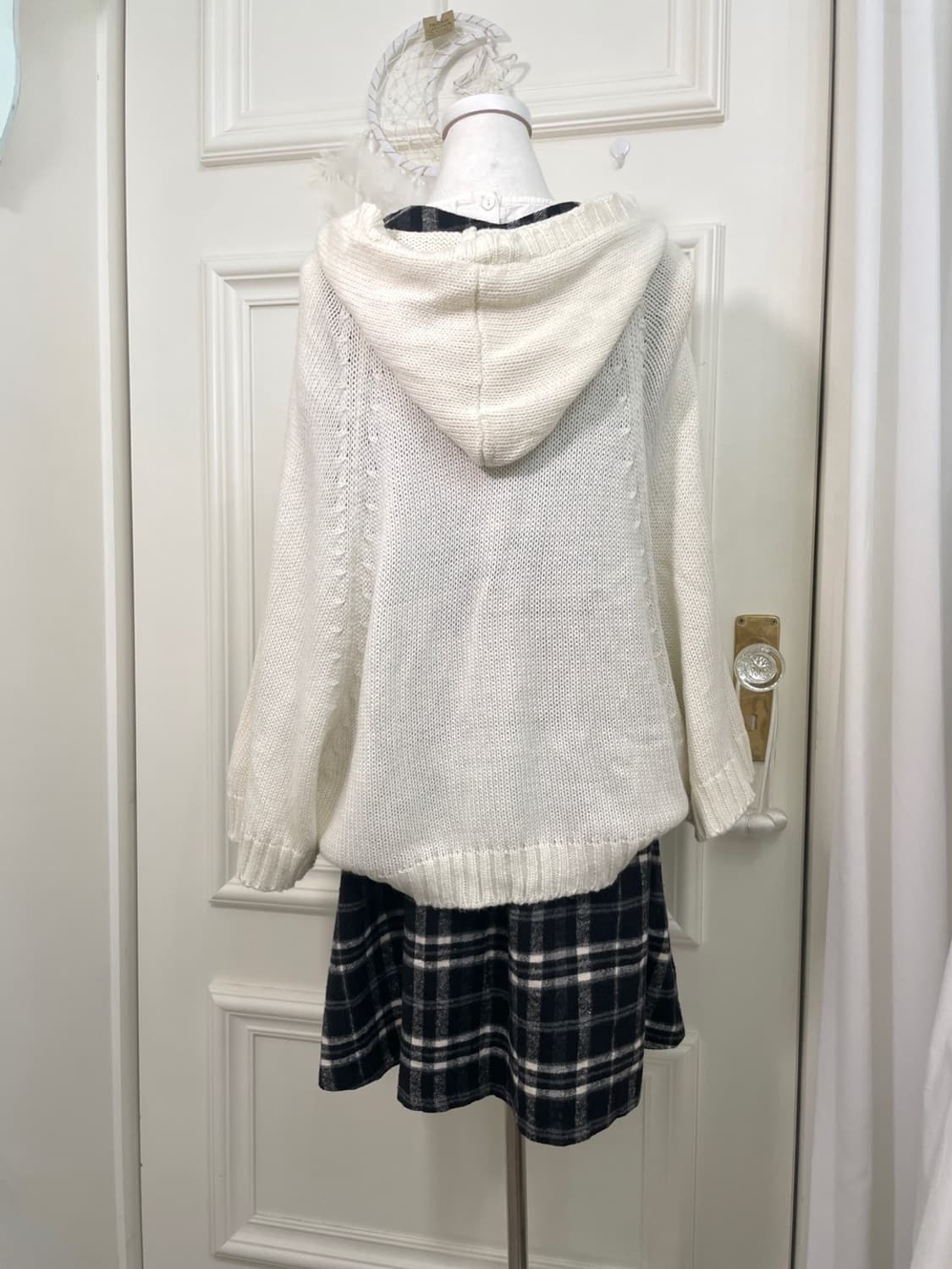 ivory pompom hoodie lovely mori  cape 상품이미지4