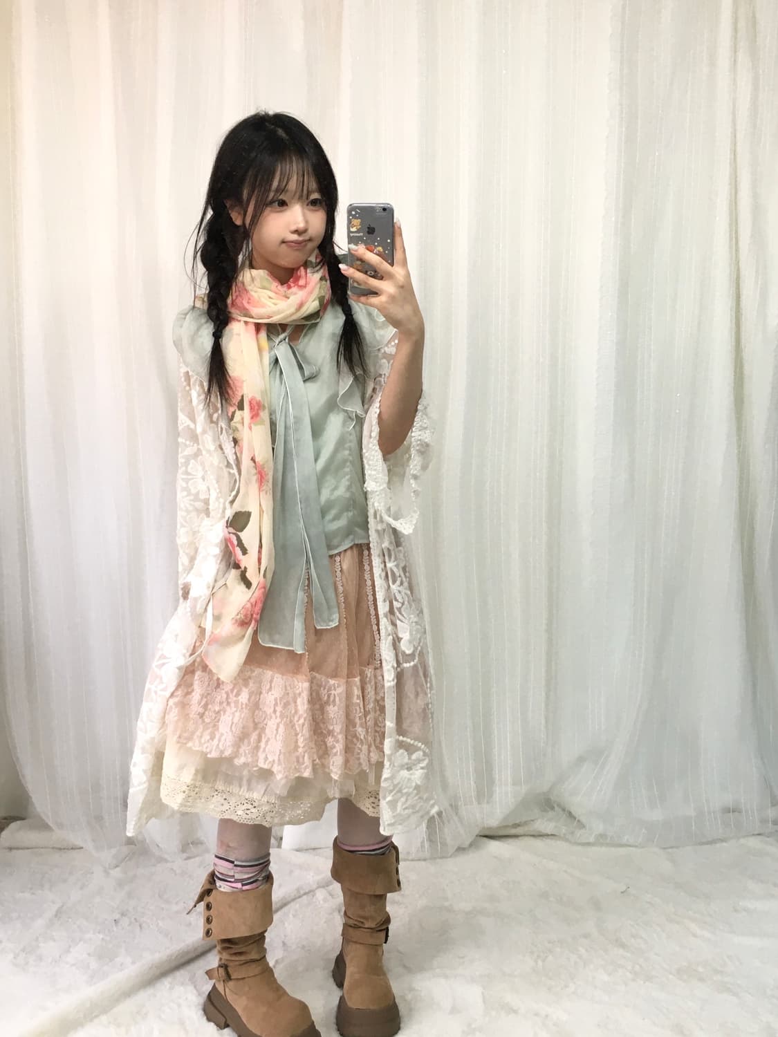 빈티지 플라워 민트 핑크 페어리 코디세트 상품이미지1