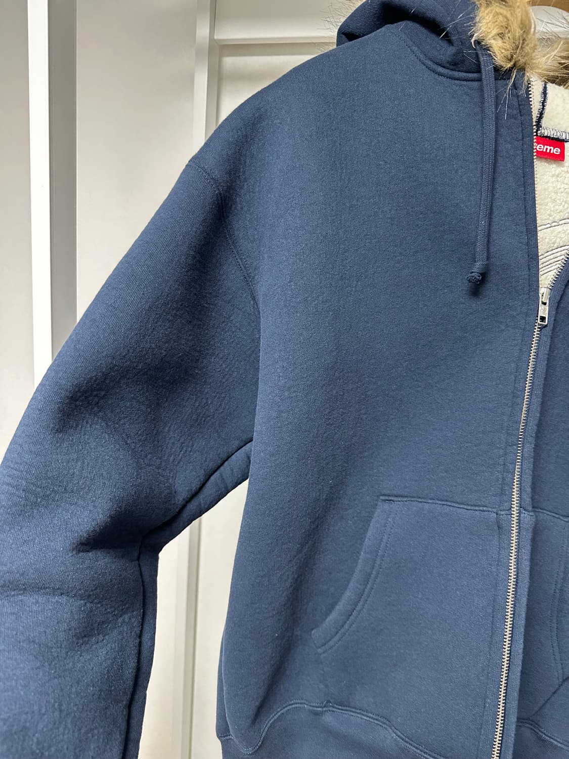 슈프림 포우 퍼 후드집업 네이비 급처 상품이미지10