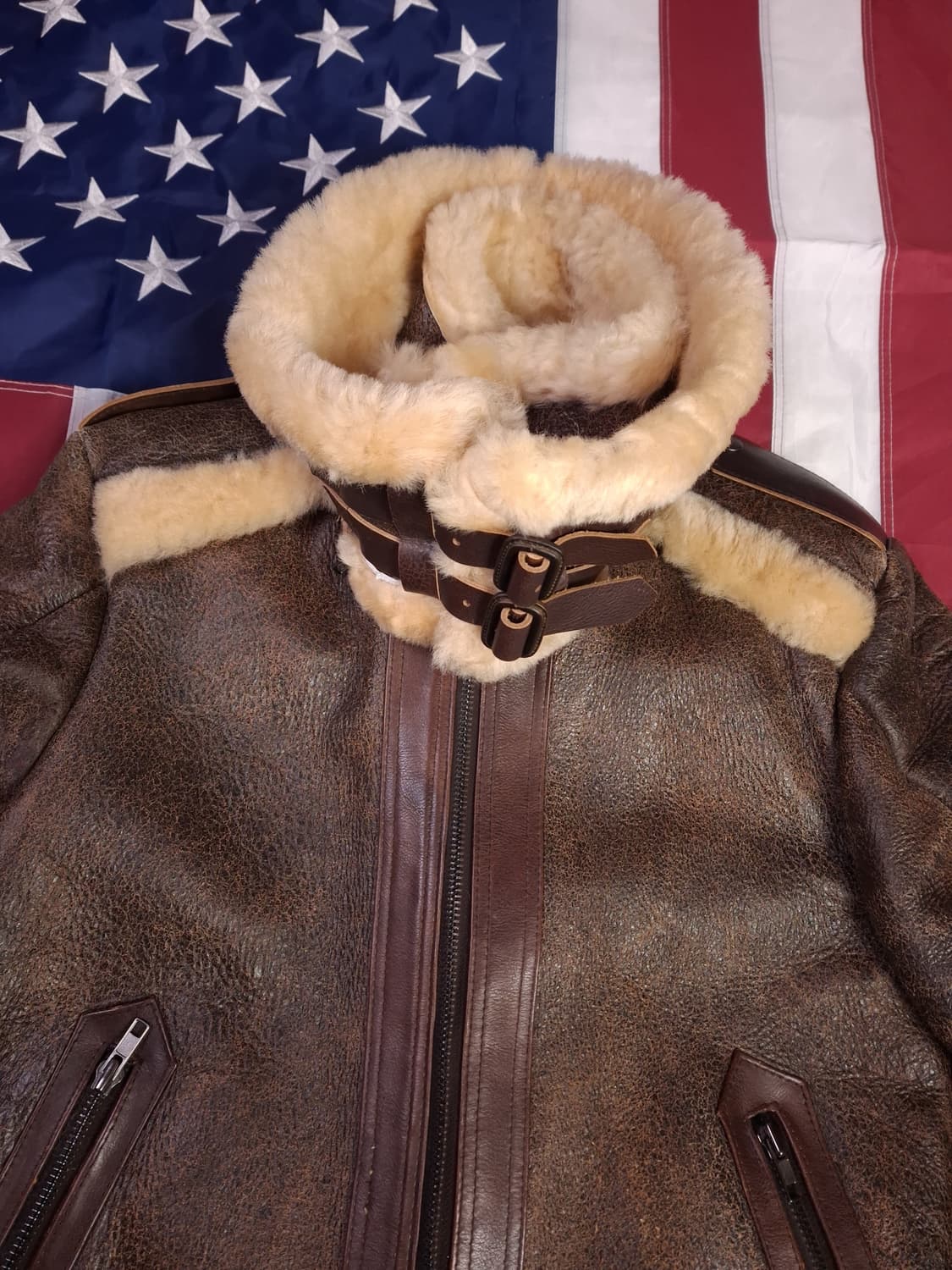 새제품 빈티지 리얼레더 무스탕 상품이미지10