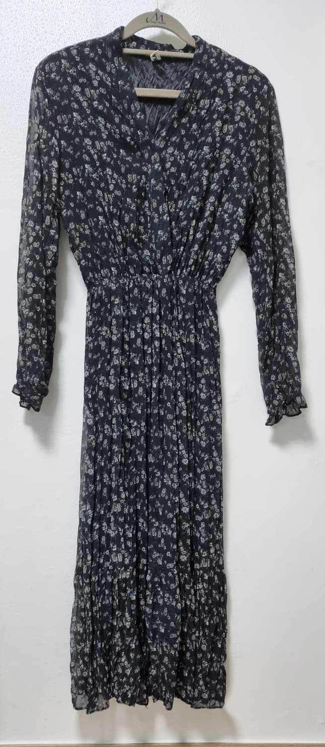 브이넥 주름 롱 원피스 상품이미지2