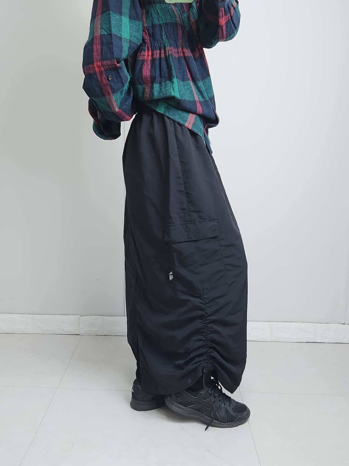 (KANGOL SPORTS)셔링 롱 스커트 상품이미지4