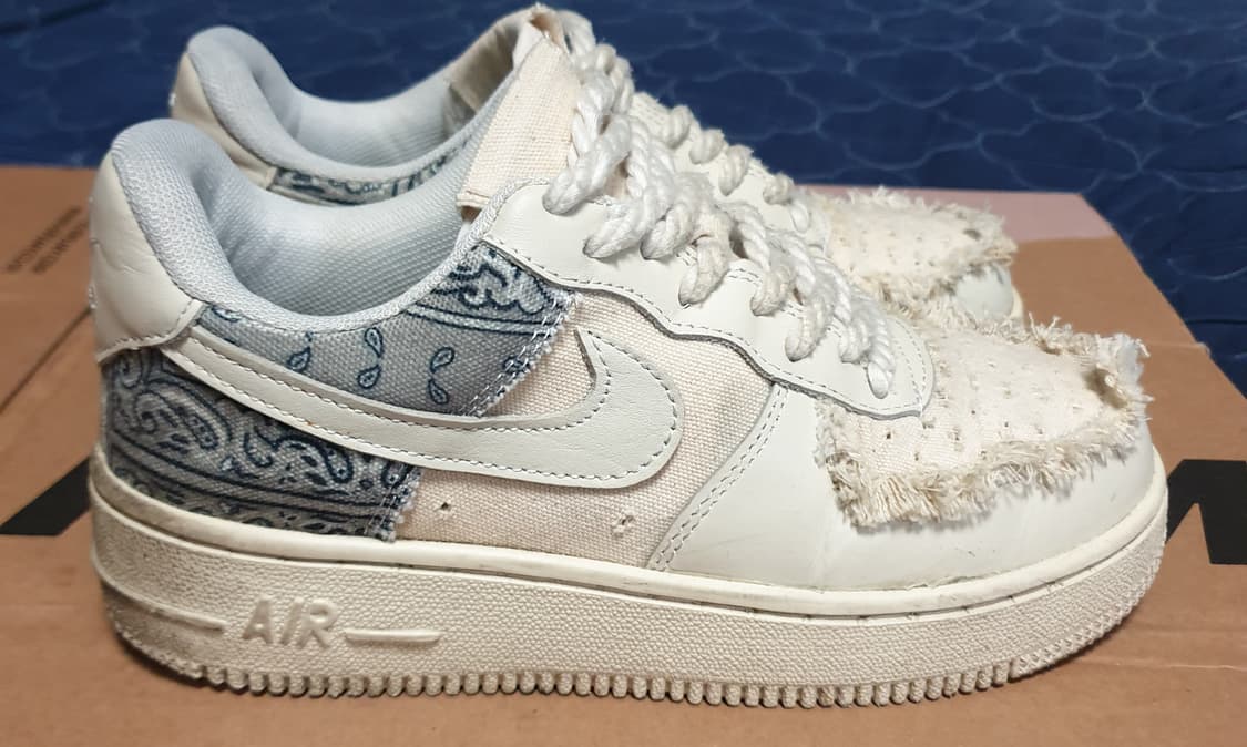 (커스텀) 나이키 에어포스1 캔버스 퍼 페이즐리 빈티지 스니커즈(230) 상품이미지2