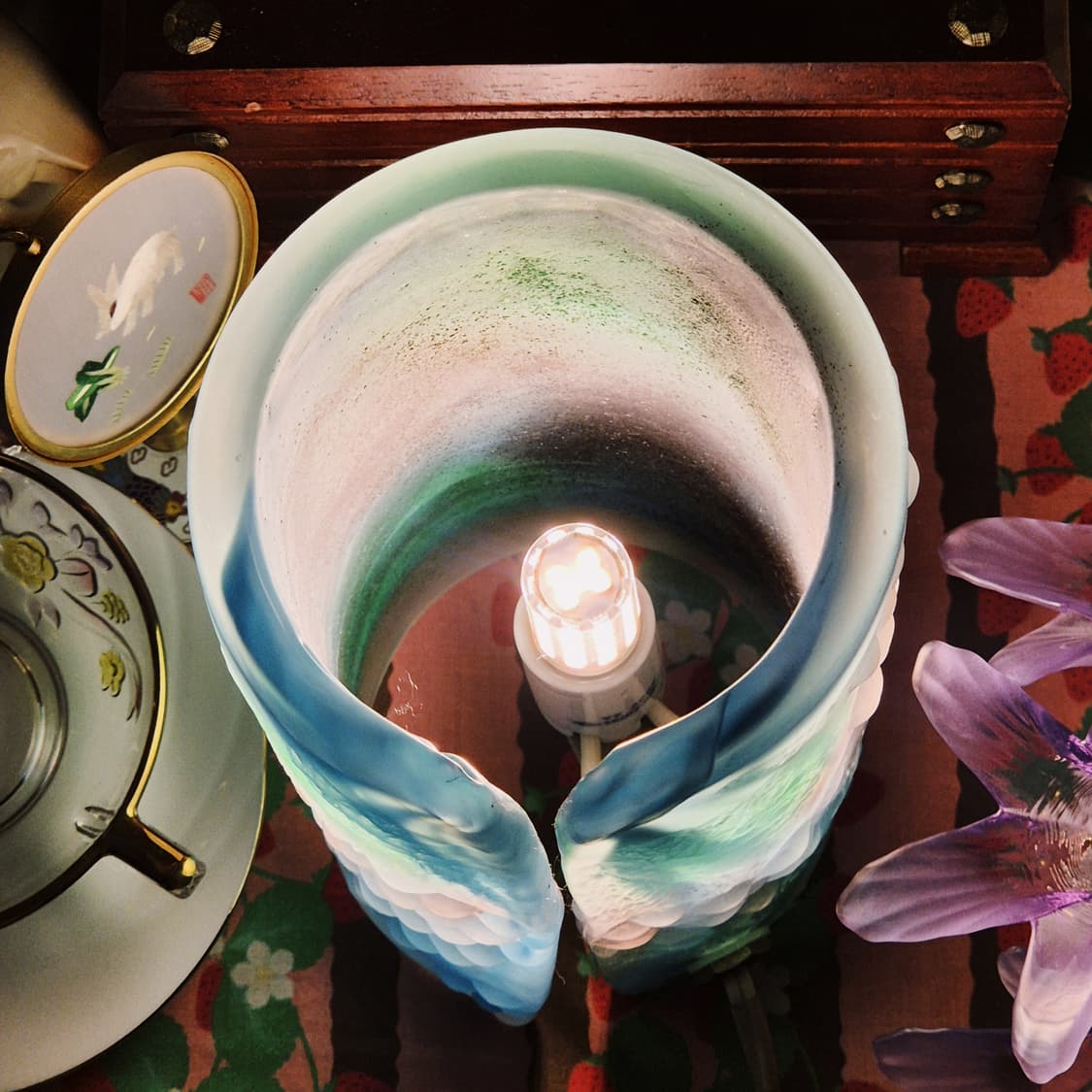 70s 이와타 아트글라스 포도 마블 기둥 램프 상품이미지8