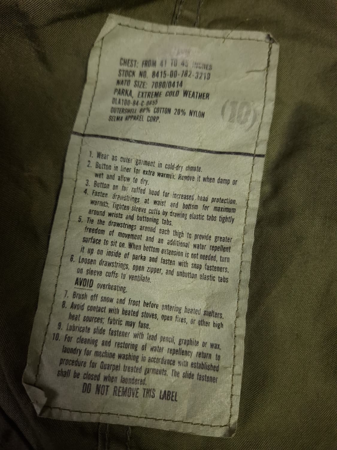 오리지날 미군 M-65 개파카 후드 양털 라지사이즈 풀셋트 상품이미지4