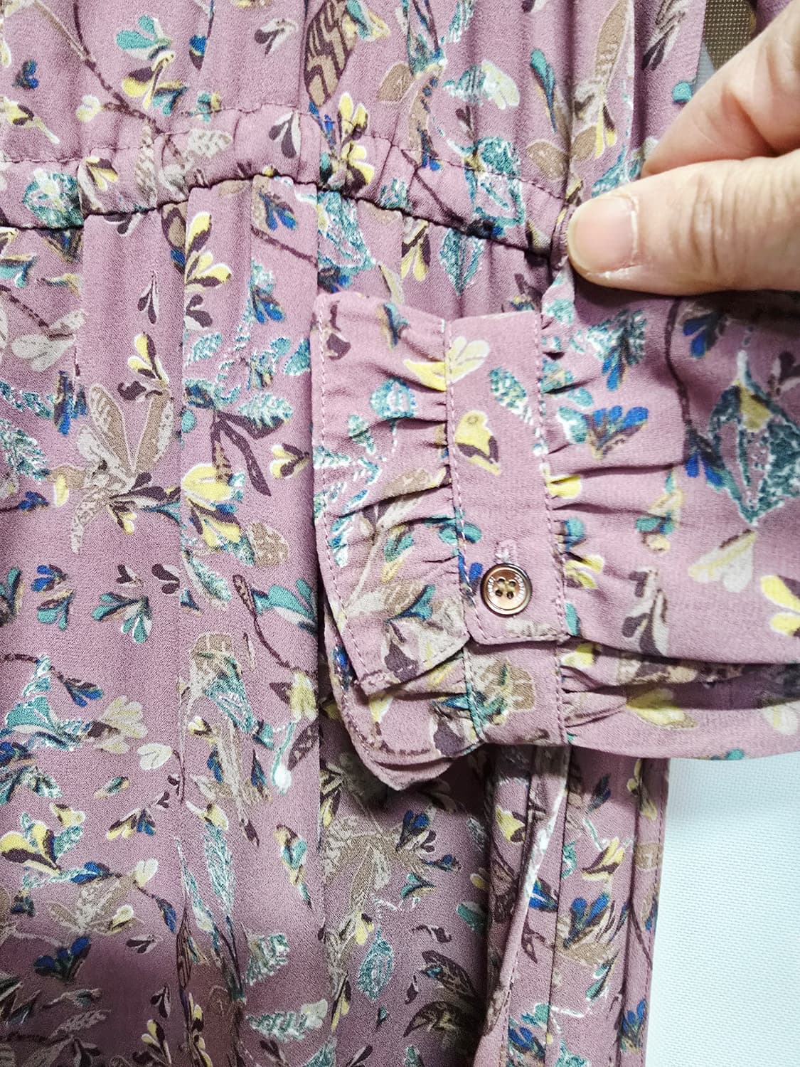 thursdayisland 잔꽃무늬 롱 원피스 프릴 장식 상품이미지4