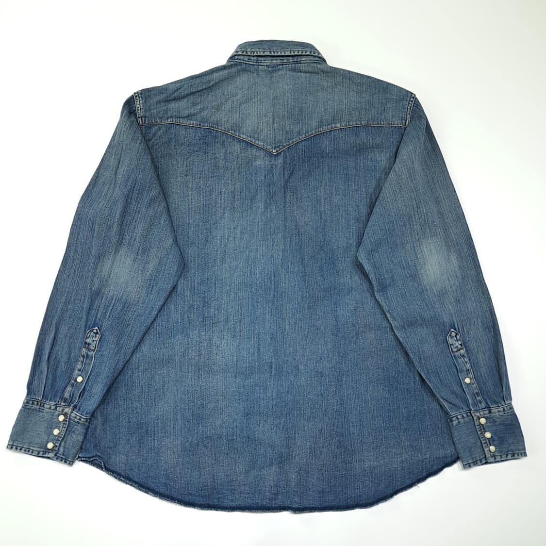 CL692 XL 랭글러 90s 코튼 웨스턴 미디엄블루 데님셔츠 남방 상품이미지5