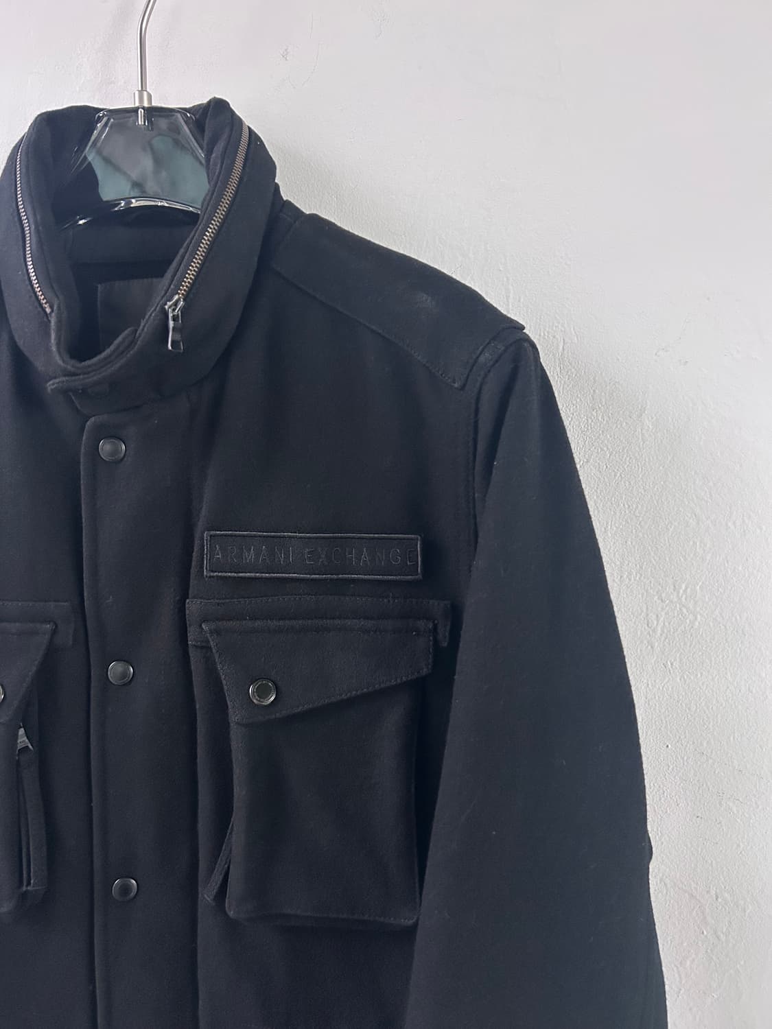 아르마니 익스체인지 하이넥 울 야상 자켓 상품이미지5