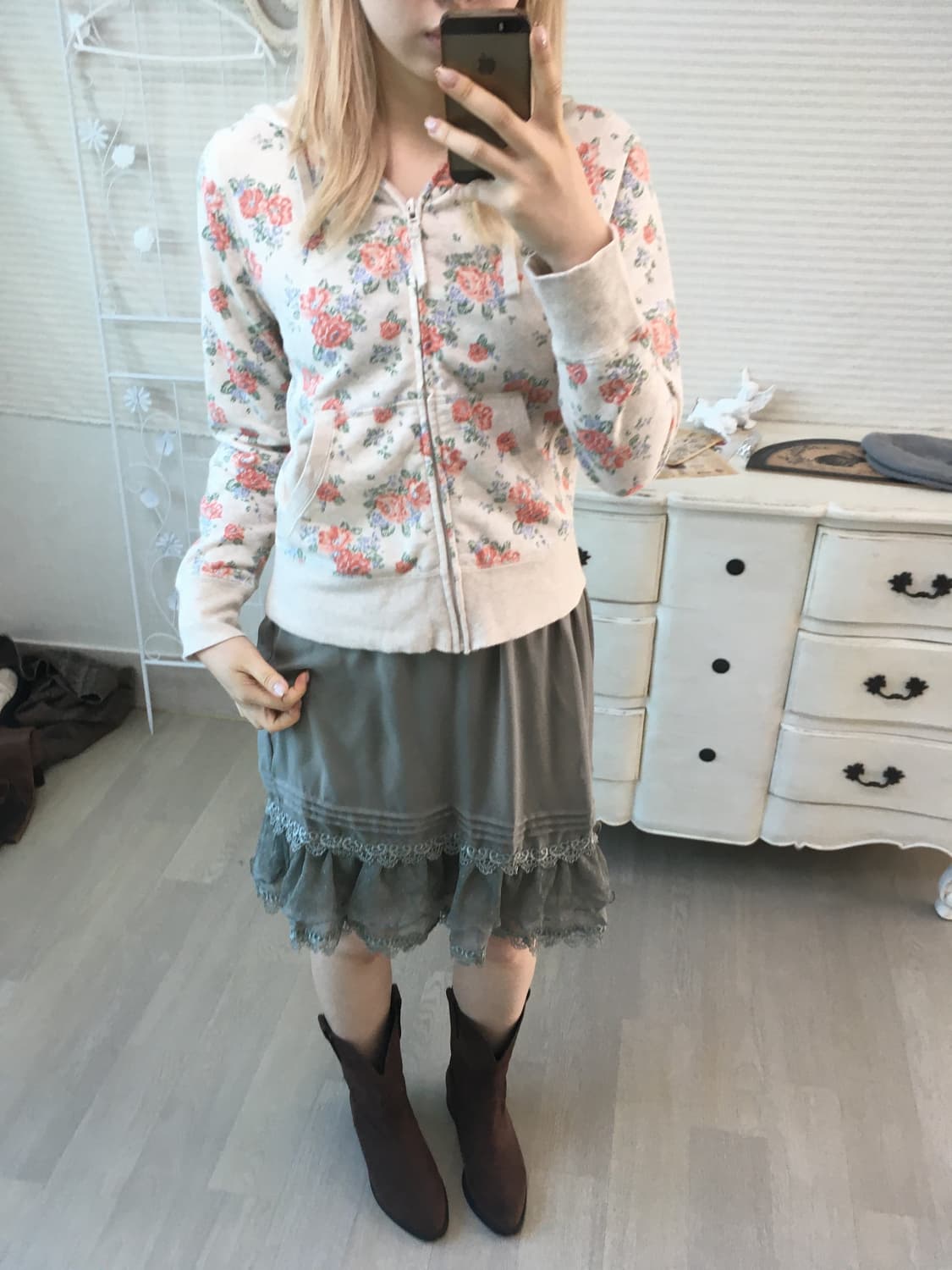 jpn vintage 플로럴 패턴 후드 집업 상품이미지5