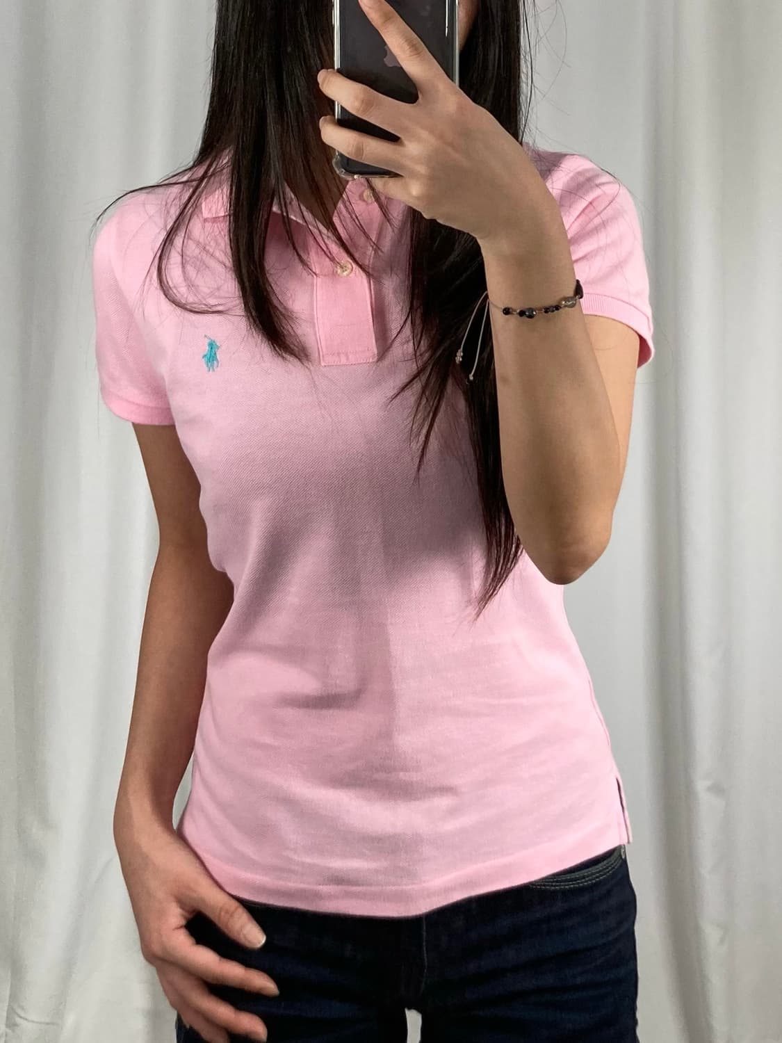 폴로 스키니핏 핑크 카라 반팔 상품이미지2