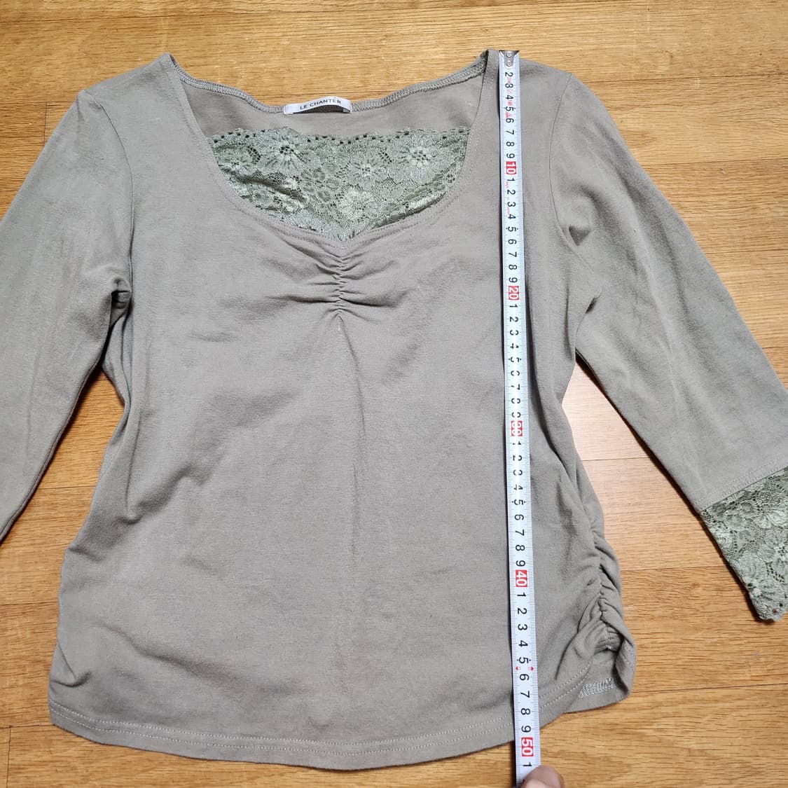 빈티지 르샹뜨 레이스 장식 긴팔 티셔츠 상품이미지2