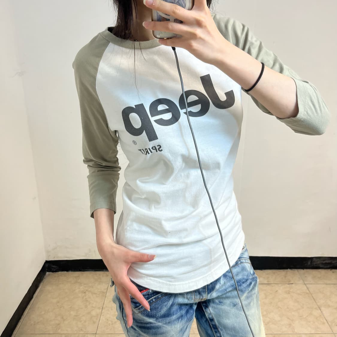 Jeep beige raglan long sleeve 상품이미지3