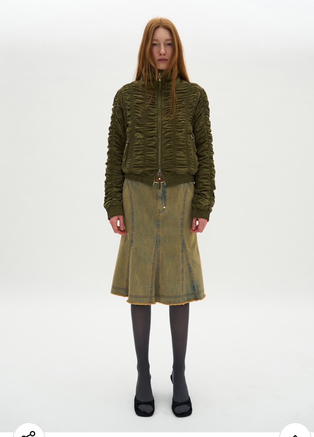 파르티멘토 우먼  3M 셔링 트랙 자켓_카키 상품이미지1