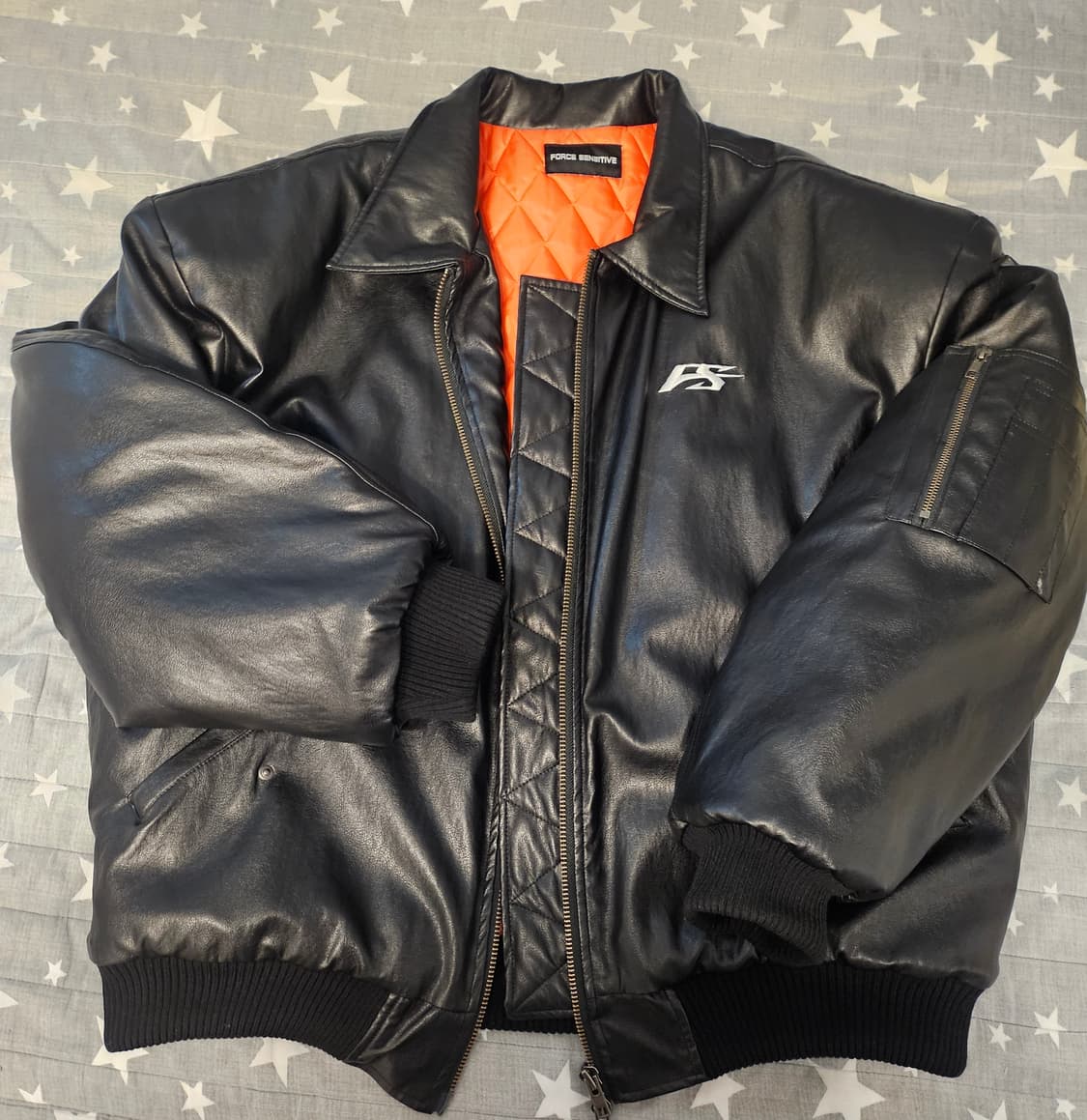 포스 센스티브 블랙 레더 자켓 OS 상품이미지1