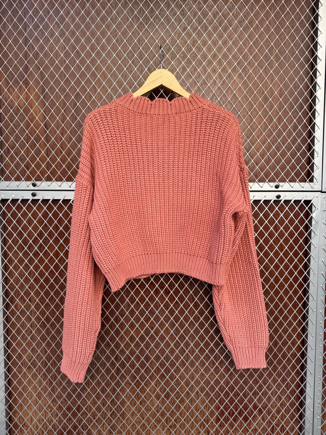 oioi 오아이오아이 컬렉션 케이블 라운드 커브 퍼프 핑크 니트 가디건 상품이미지10