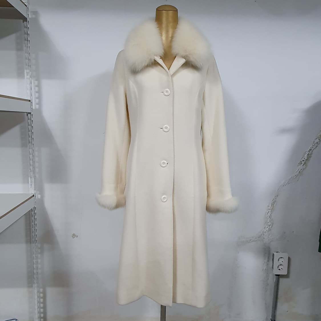 빈티지 아이보리 폭스퍼 앙고라 롱 코트 히메갸루 핀터깔 상품이미지1