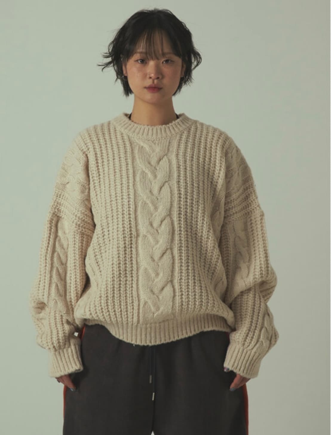 오버핏 꽈배기 니트 새상품 상품이미지1