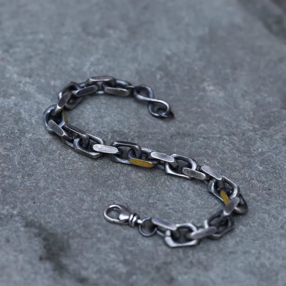 Oceanora S925 스털링 실버 남성용 골드 도금 헤 비 팔찌 상품이미지5