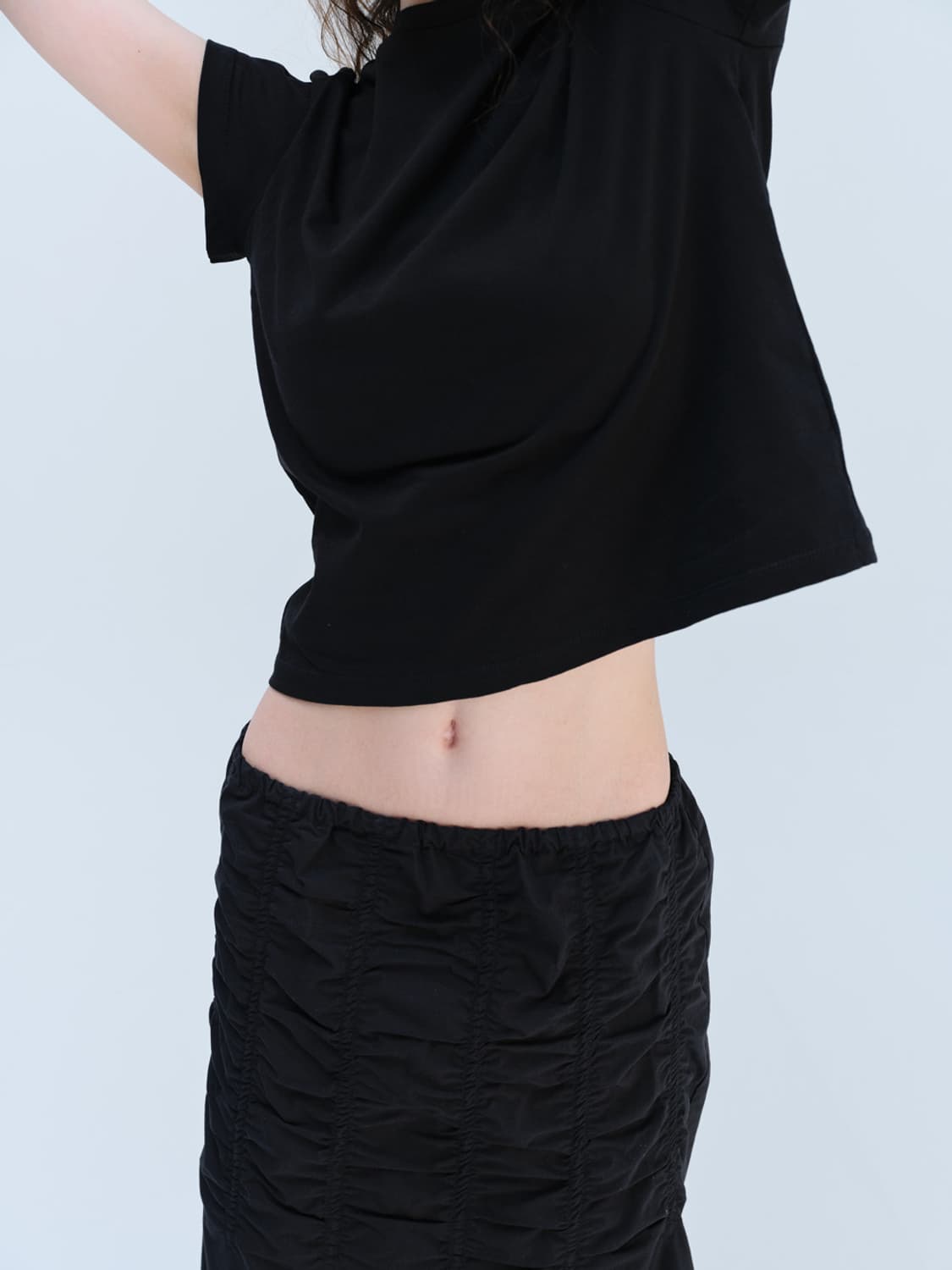 Repos COTTON GATHERING SKIRTS Black 상품이미지6