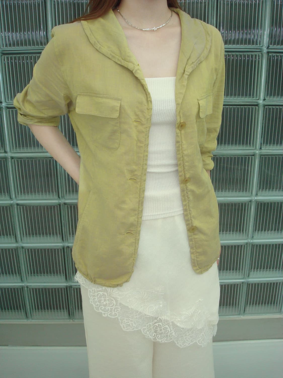 Sage Summer Linen Jacket 상품이미지4