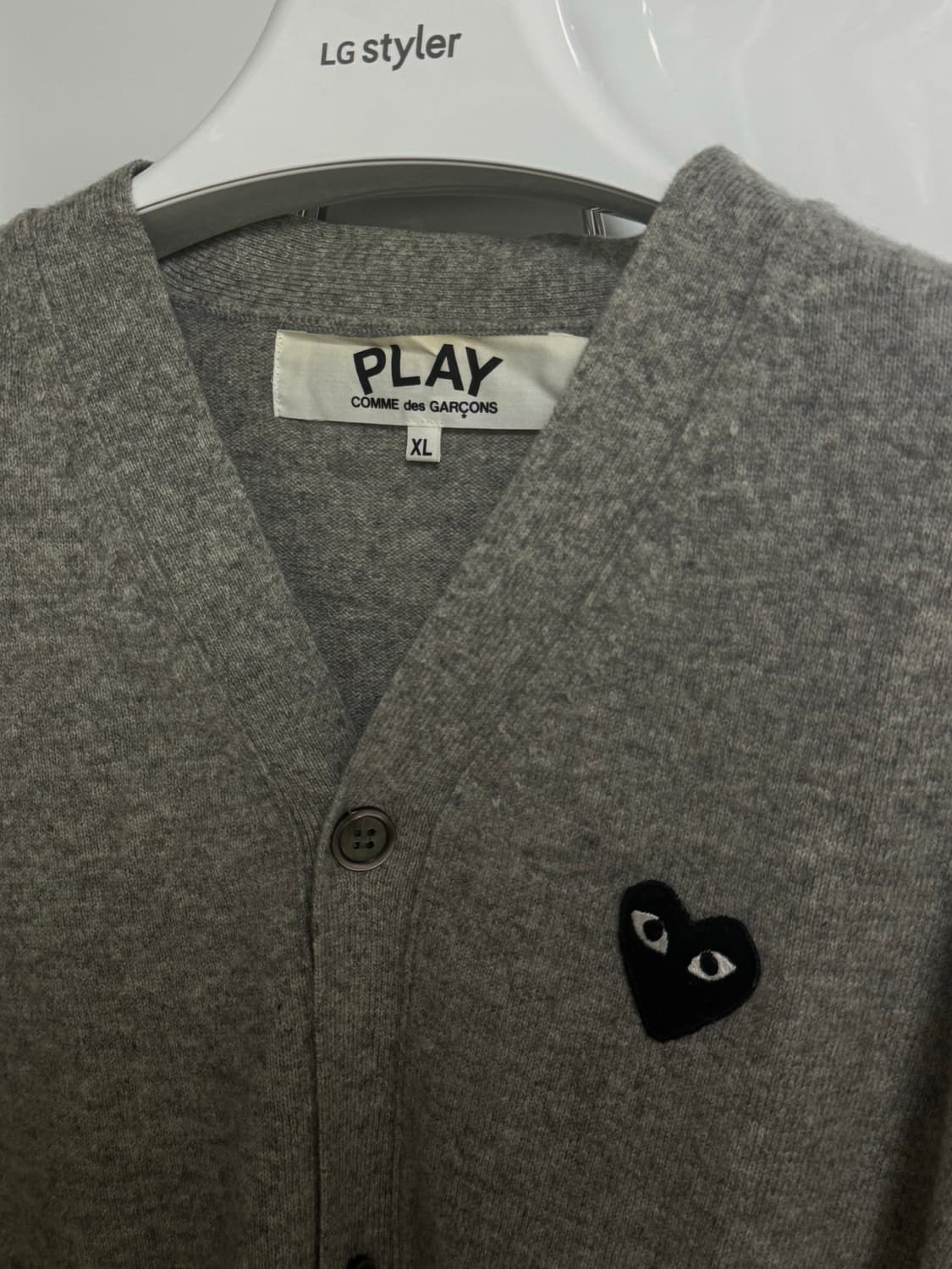 꼼데가르송 그레이 블랙하트 가디건 XL 상태 좋음 상품이미지2