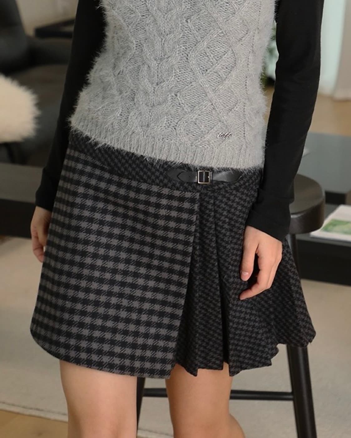 소프트서울 믹스 패턴 랩 스커트 상품이미지4