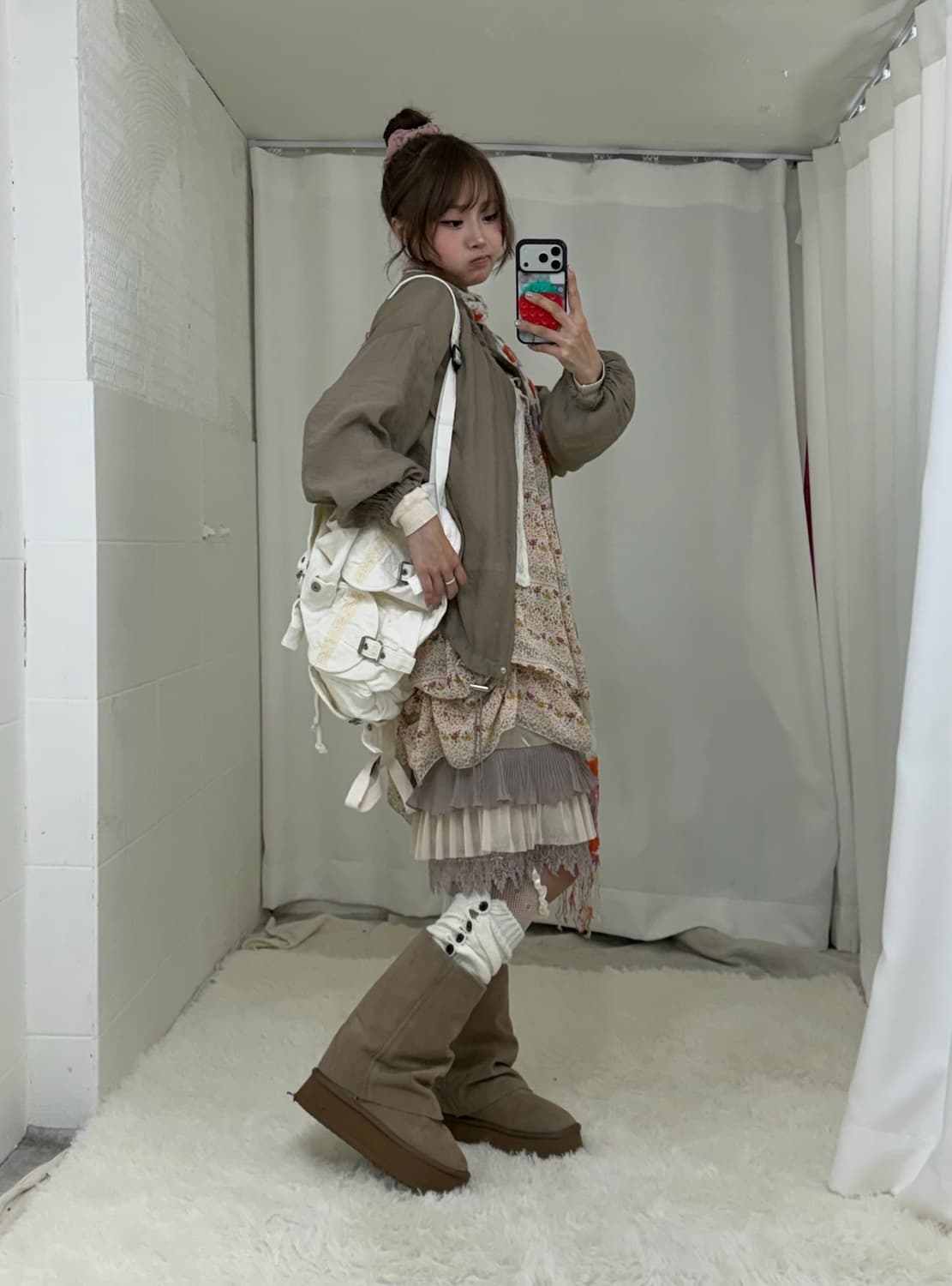 데일리 집업 하구미 잔꽃 원피스 모리걸 봄 코디세트 상품이미지2
