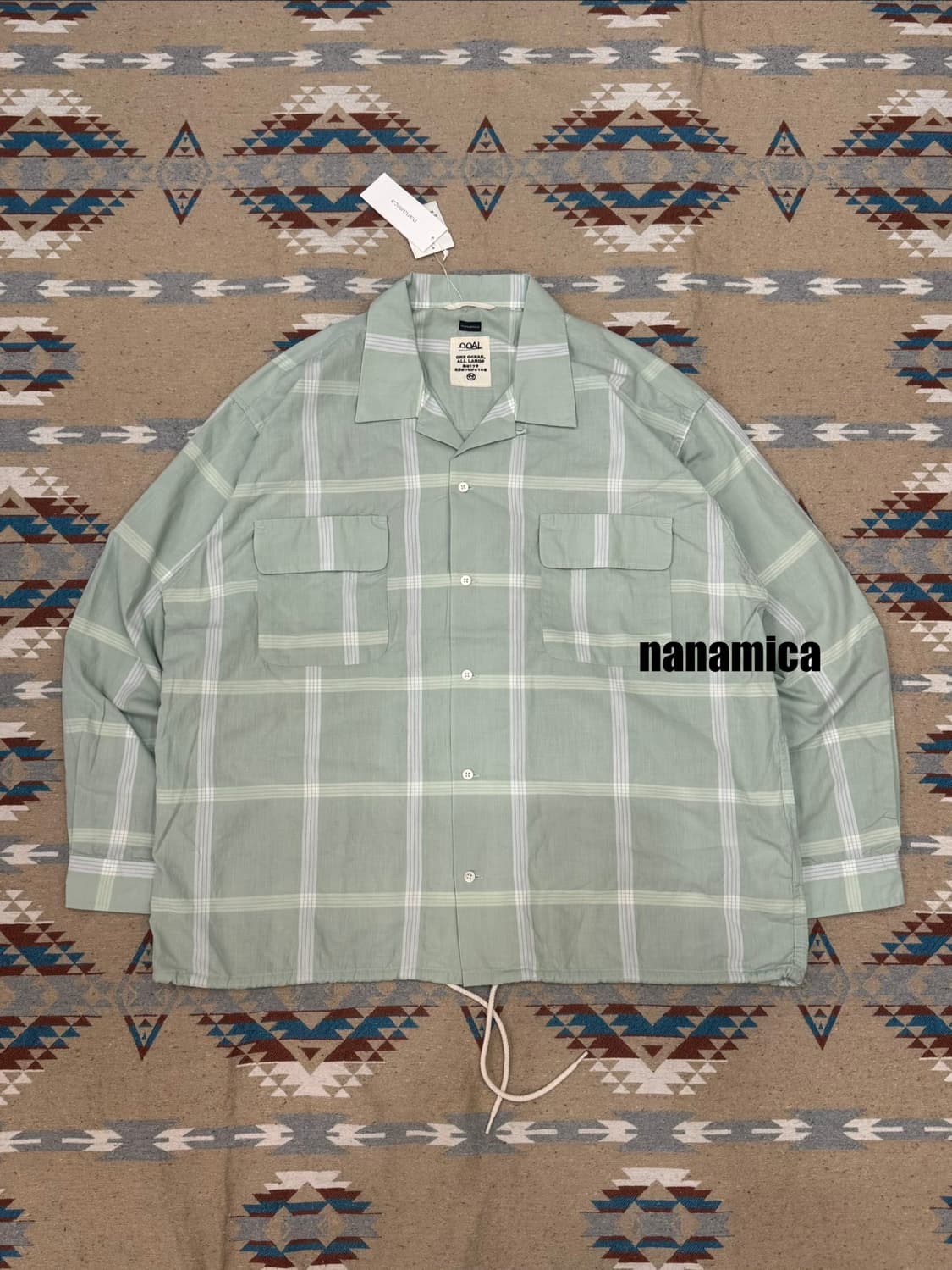 [XL][110] 나나미카 팔라카 체크 셔츠 코랄 그린 상품이미지1