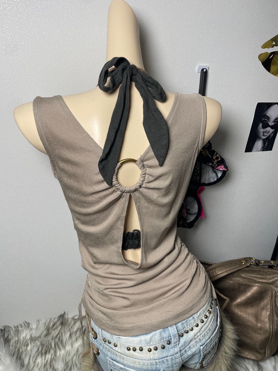 오네갸루 드레이프 탑 홀터넥 세트 상품이미지3