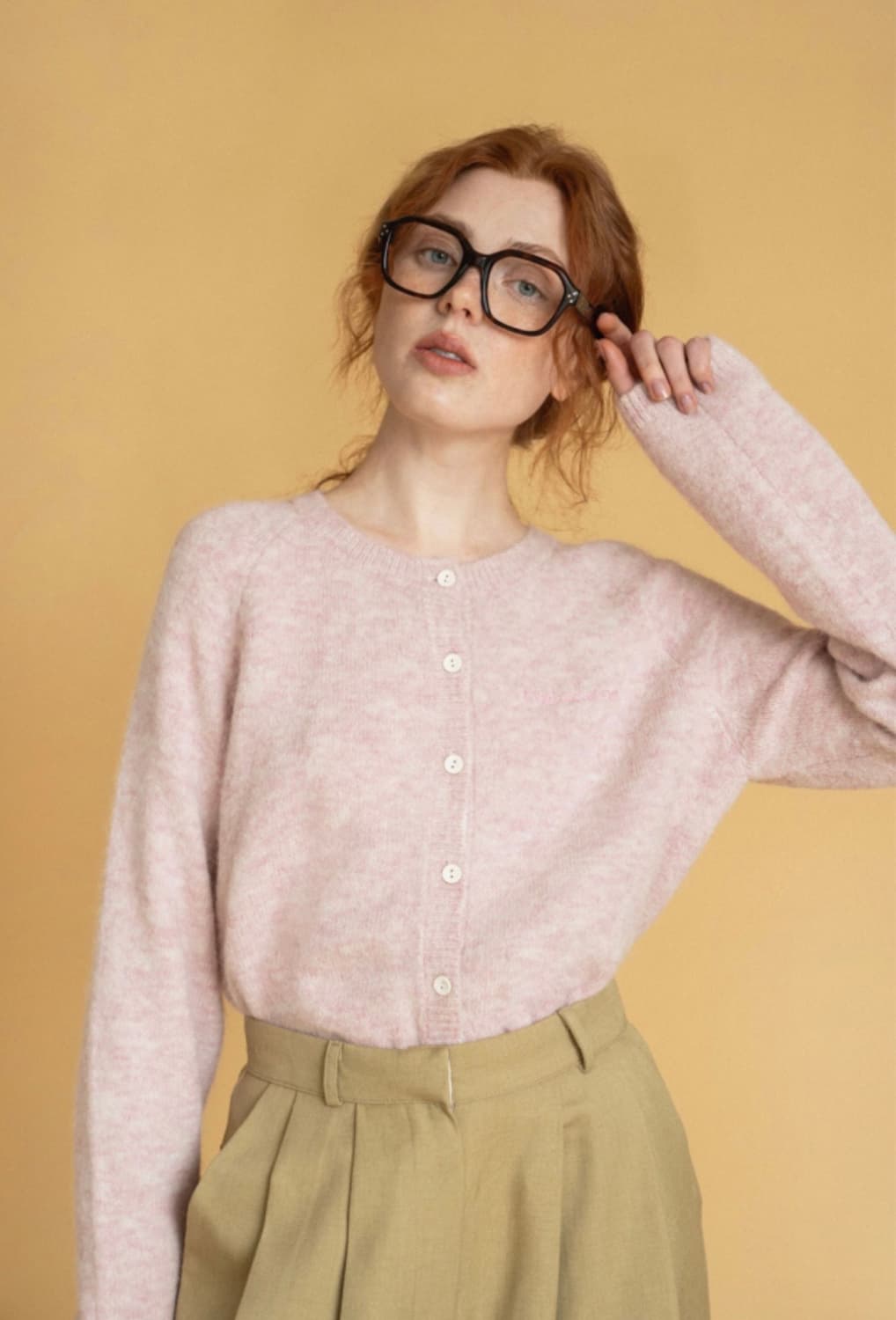 [위드아웃썸머] essential logo cardigan_pink 상품이미지6