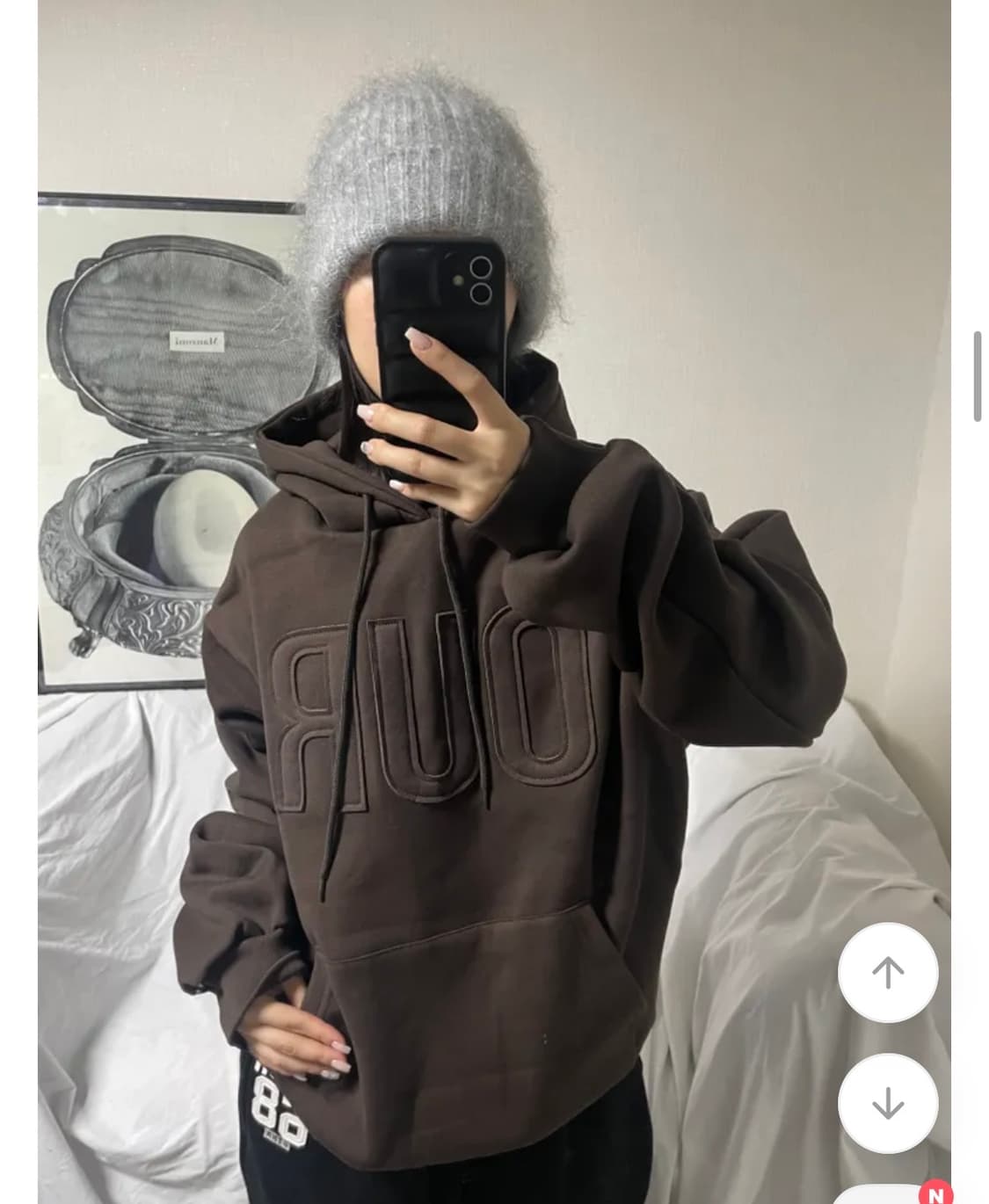 에이블리 남여공용 유니섹스 오버핏 아워 패치 기모 후드티 (새상품) 상품이미지1