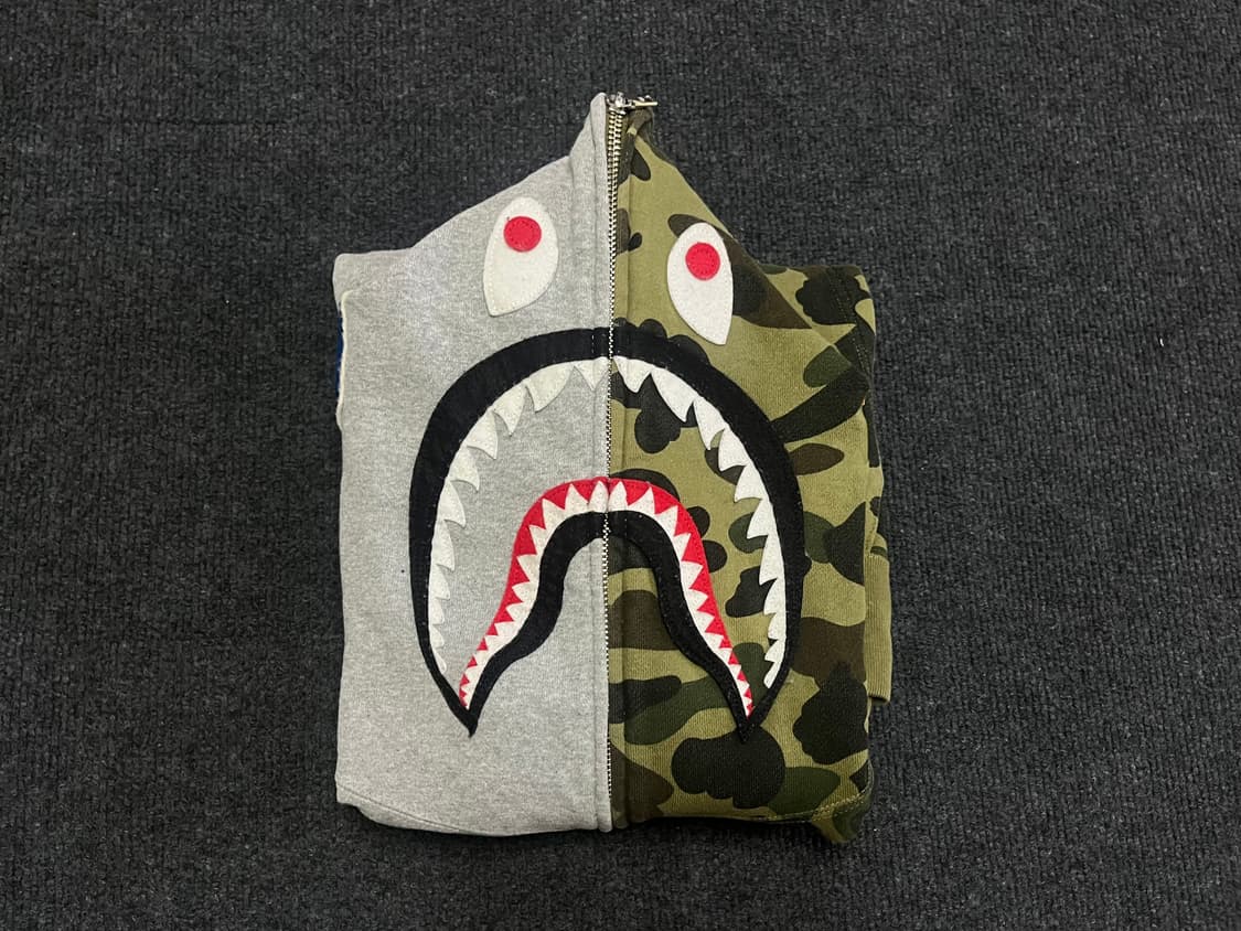 베이프 아수라 샤크 후드집업 카모 회색 상품이미지1