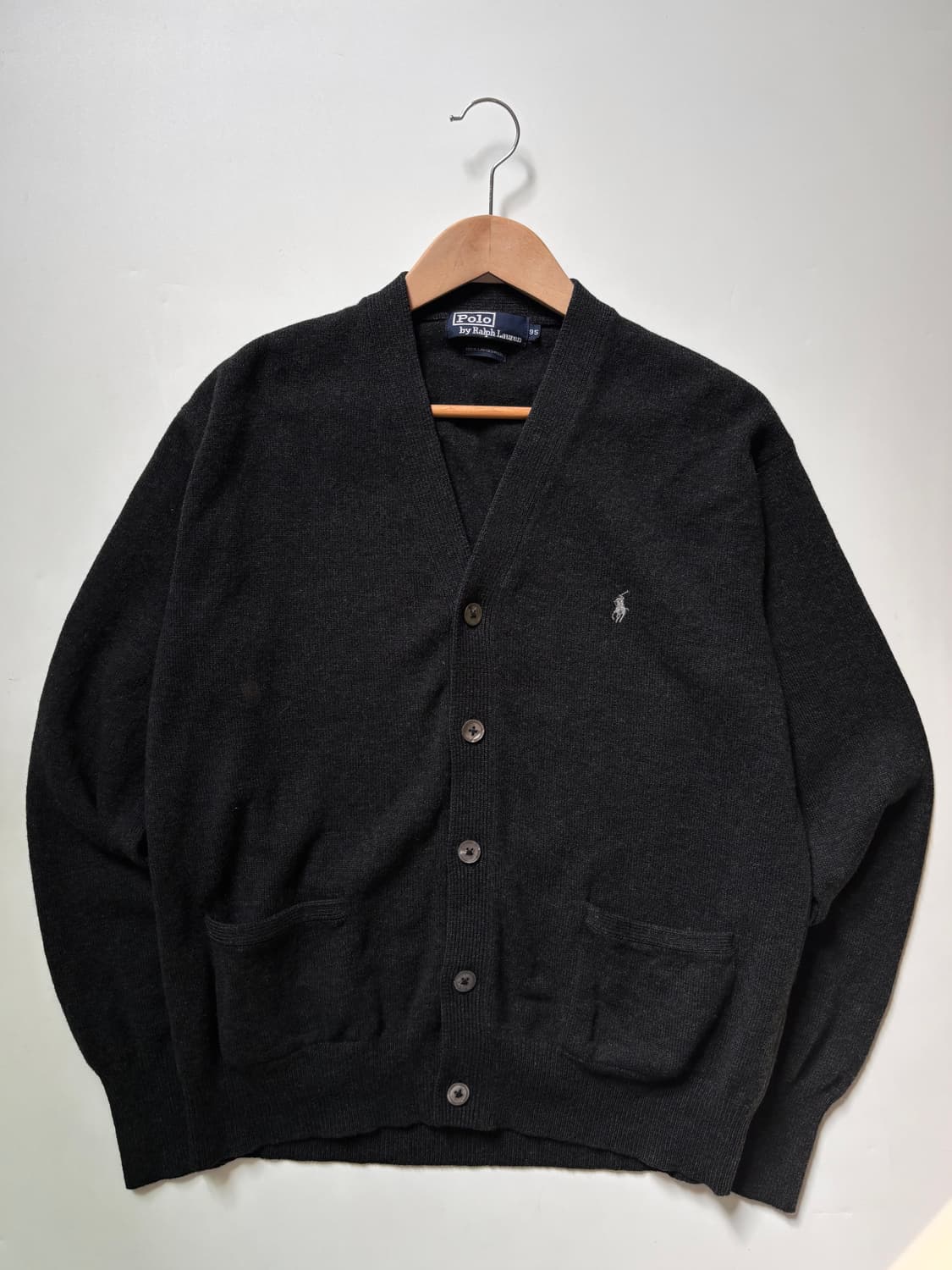 Polo 폴로 랄프로렌 램스울 차콜 컬러 브이넥 가디건 상품이미지2
