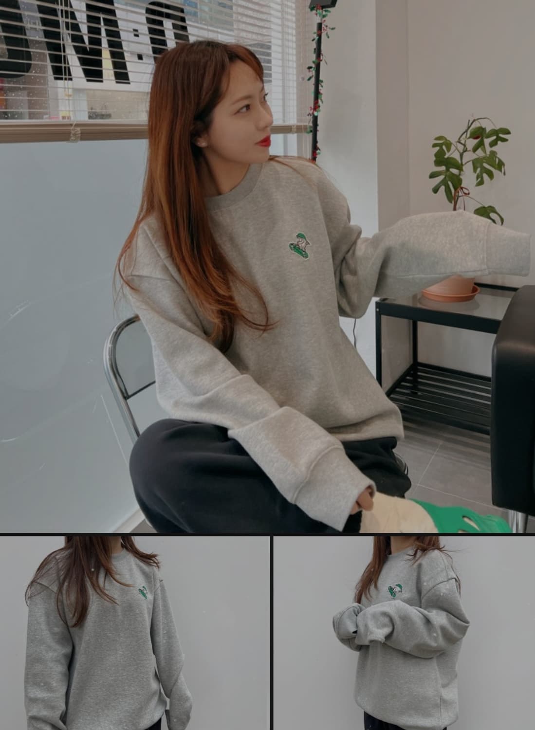 디스커버리 디커맨 맨투맨 85 멜란지 그레이 상품이미지2