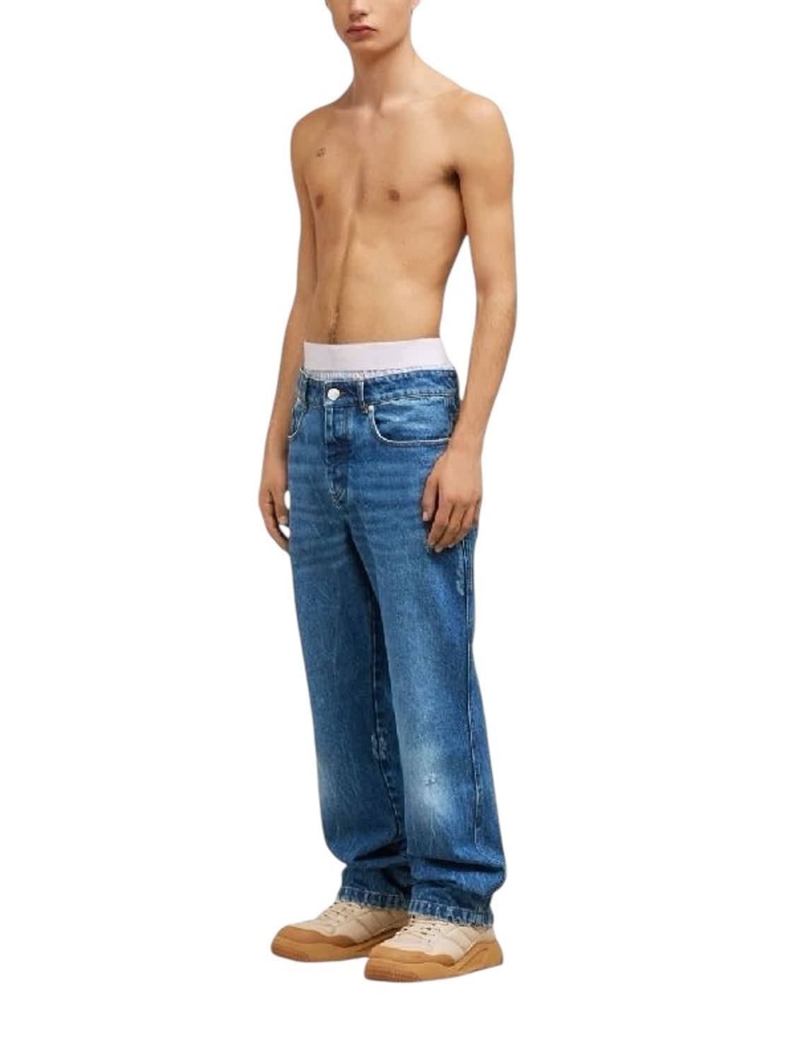 아미 백 로고패치 스트레이트 데님팬츠 상품이미지1