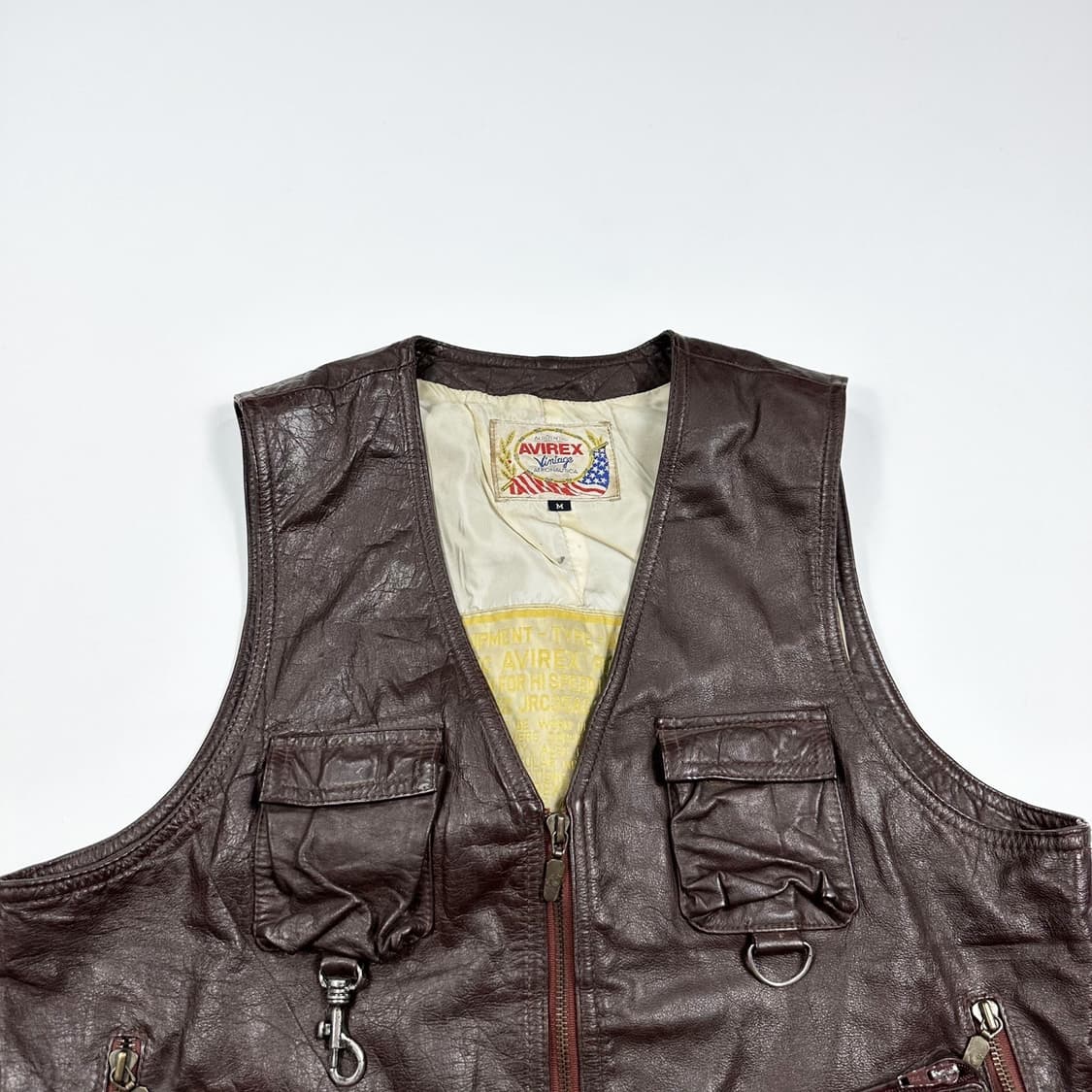 아비렉스 USA 레트로 브라운 가죽 조끼 베스트 (M) 상품이미지1