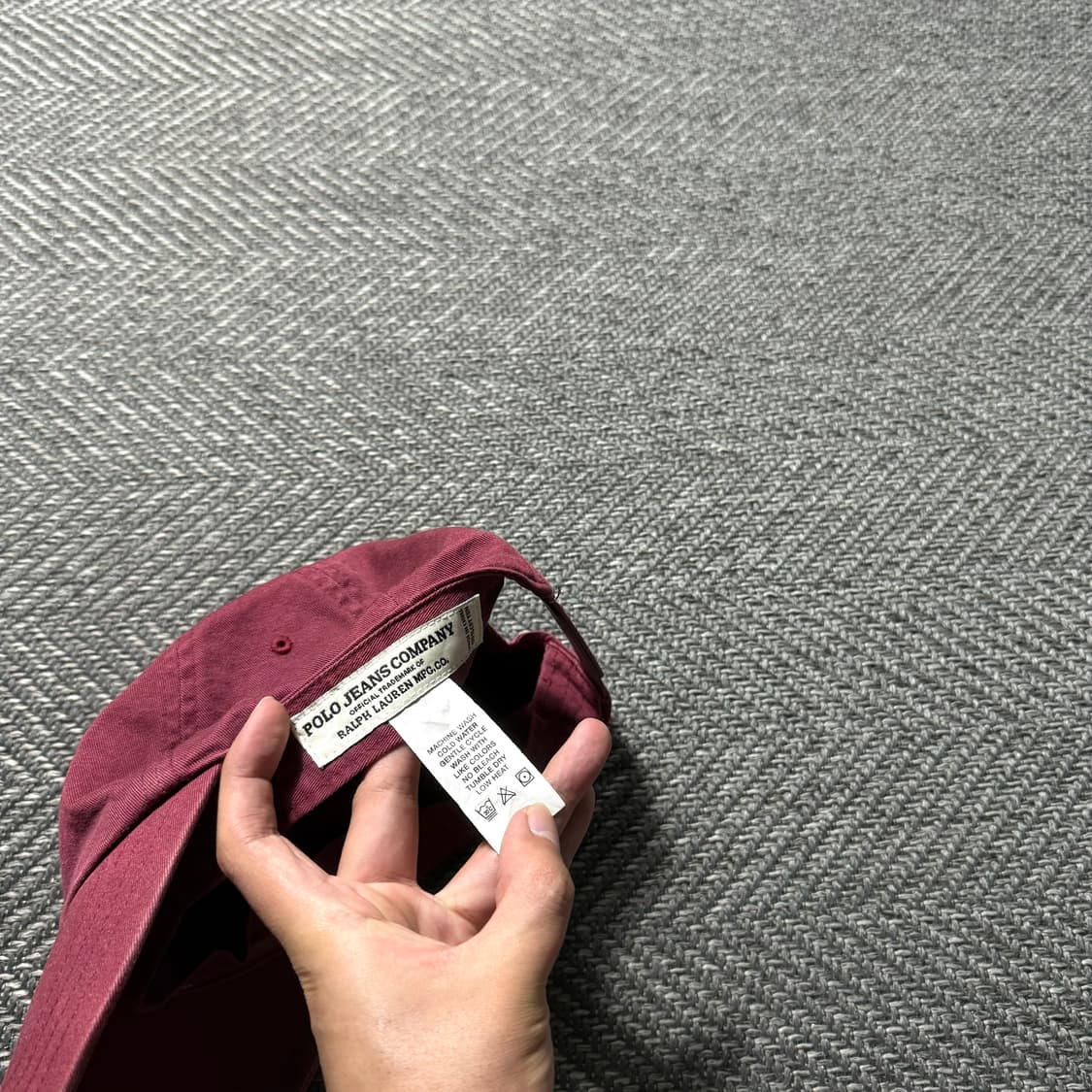 랄프로렌 폴로진스 자수 로고 버건디 빈티지 볼캡 상품이미지5