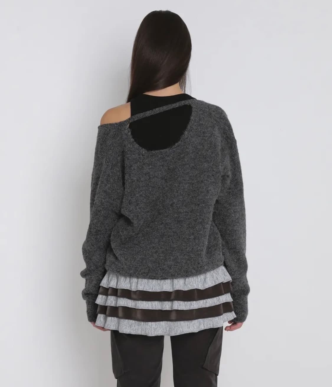 샌드릭 백 오픈 니트 차콜 상품이미지3