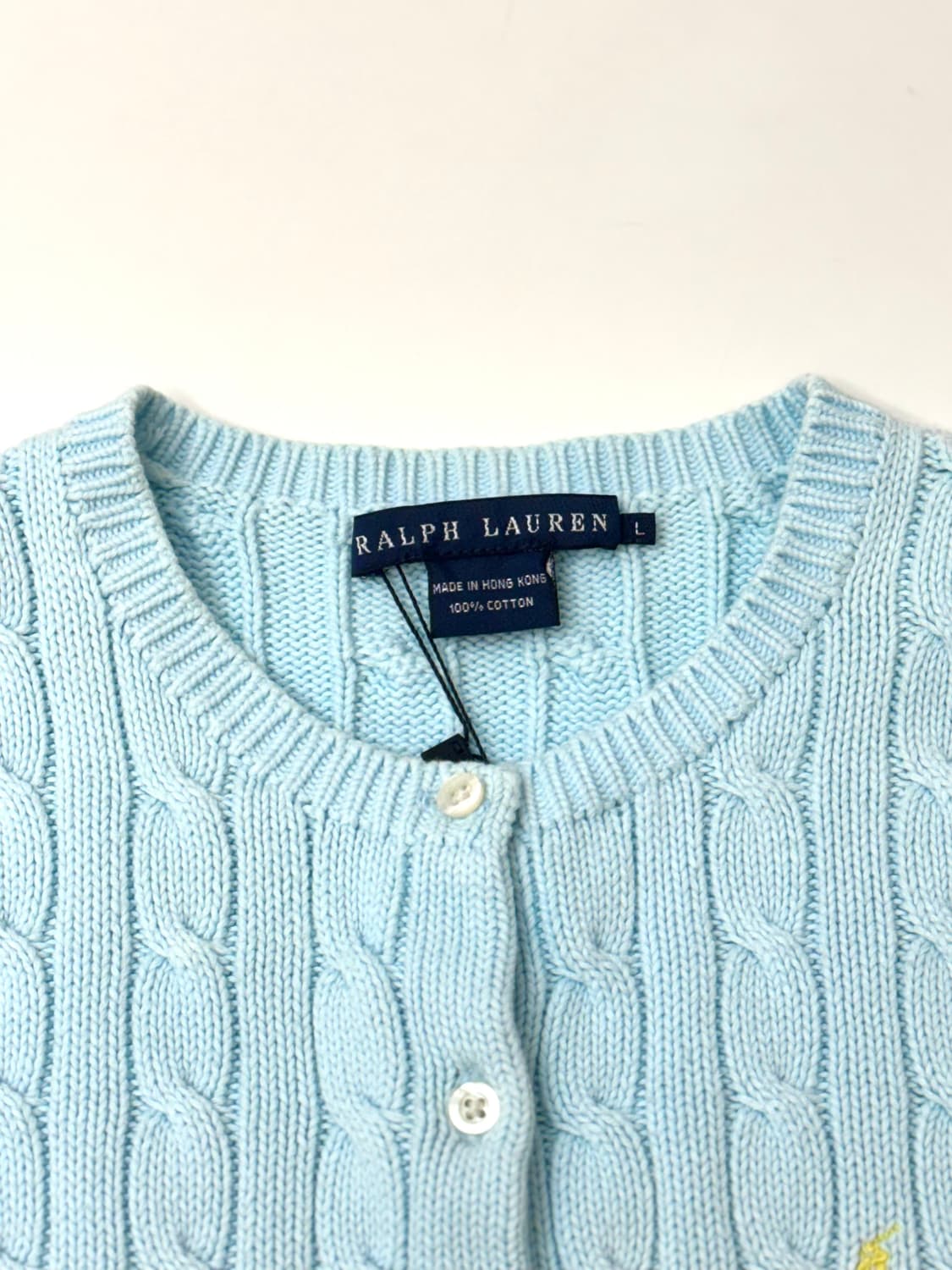 Ralph lauren 랄프로렌 스카이블루 색상 케이블 니트 가디건 상품이미지5