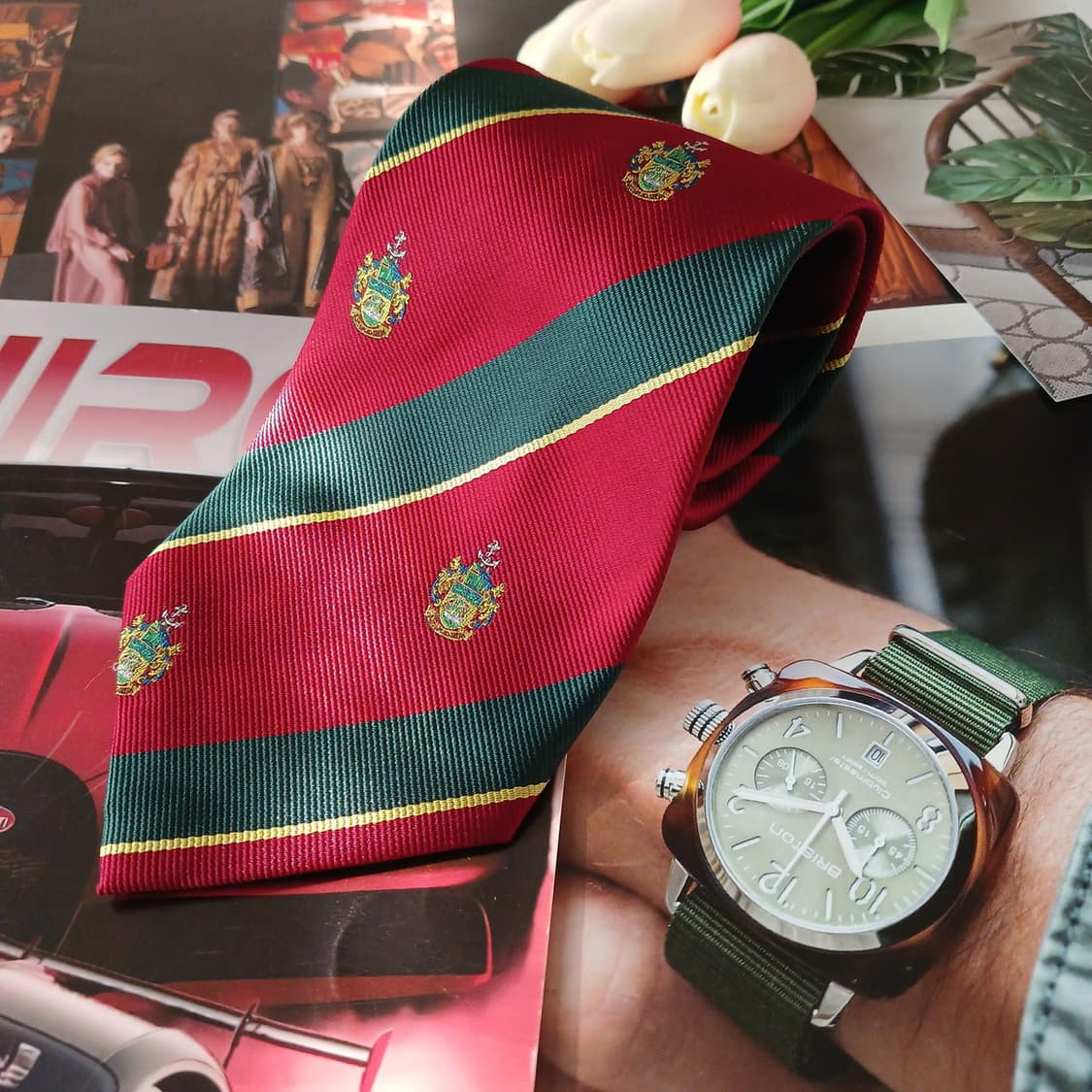 아쿠아스큐텀 실크 크레스트 넥타이 9.8cm A등급 A18920
 상품이미지2