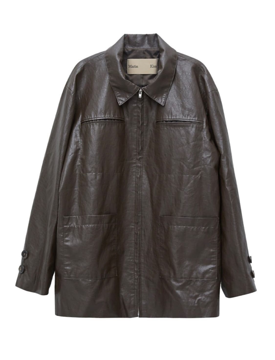 마뗑킴 보이핏 레더 자켓 브라운 상품이미지1