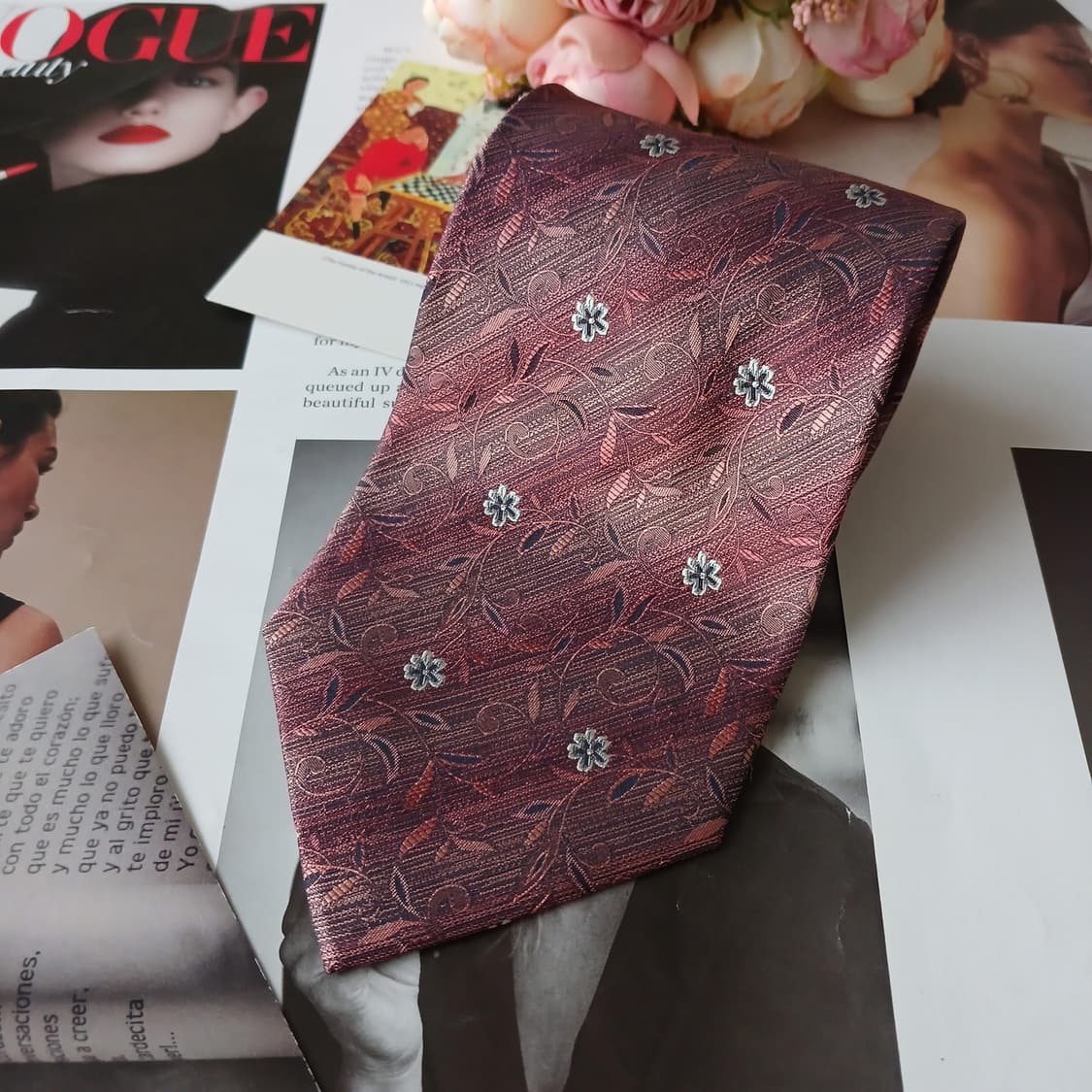 니나리치 실크 플로럴 자카드 넥타이 9.7cm A+등급 A19783
 상품이미지6