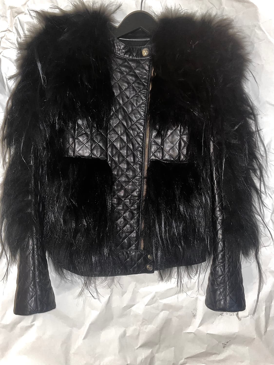 Balmain 12aw 라쿤퍼 크로스 렘스킨 레더자켓 상품이미지1