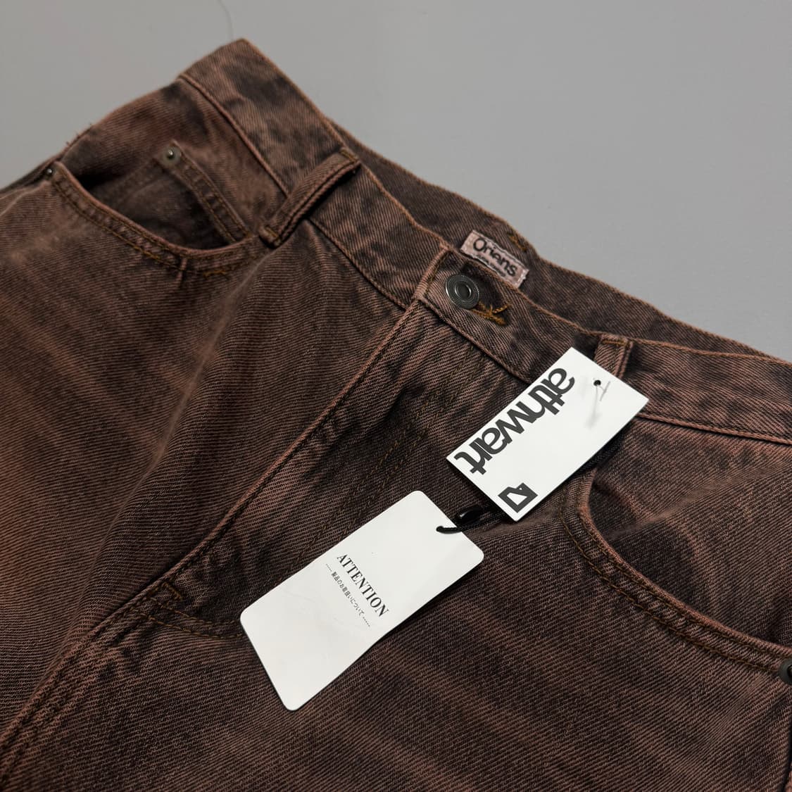 Oriens by 저널스탠다드 브라운 워시드 데님 컷오프 슬릿 롱 스커트 상품이미지4