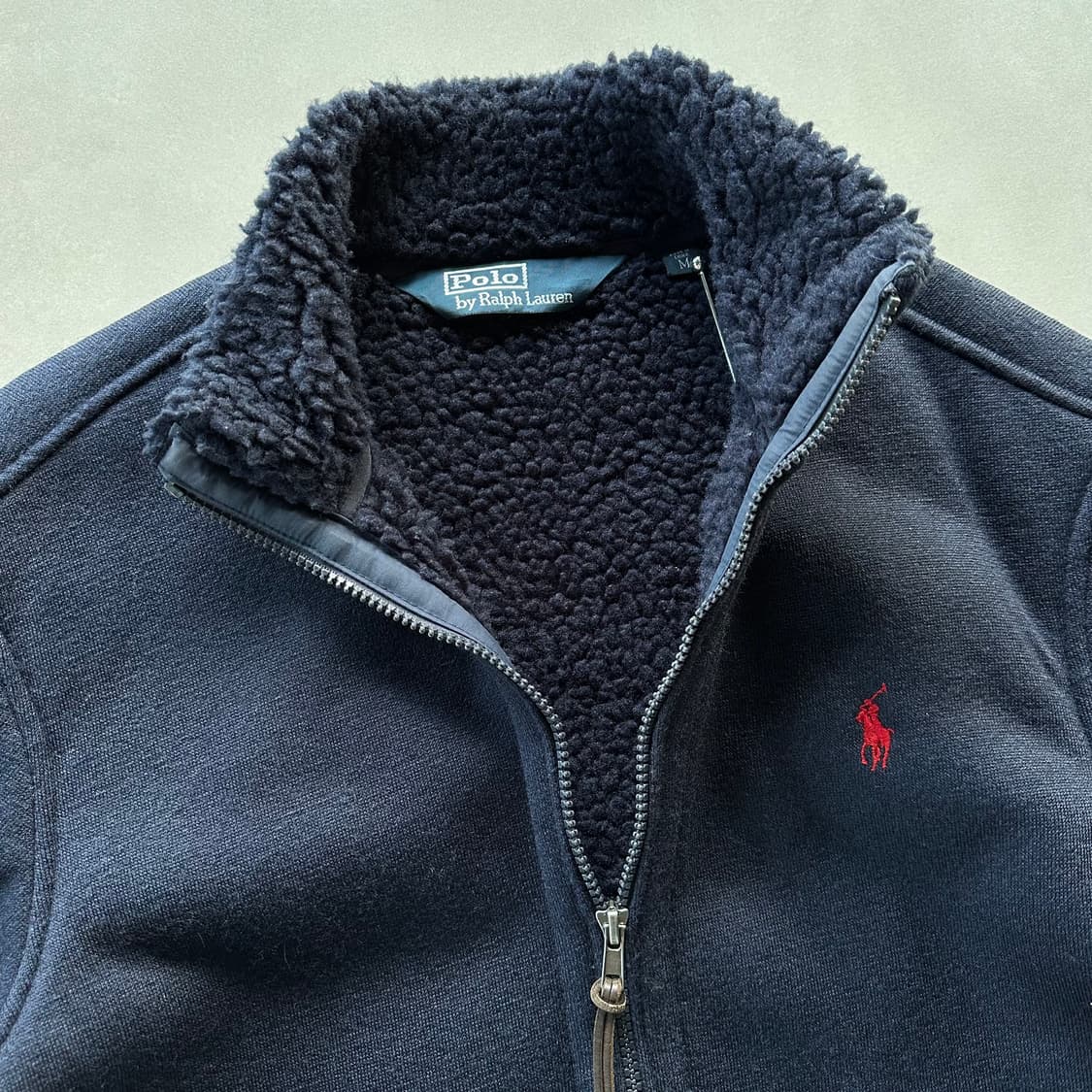 [M]폴로 랄프로렌 엘보 패치 플리스 쉐르파 자켓 navy 상품이미지8